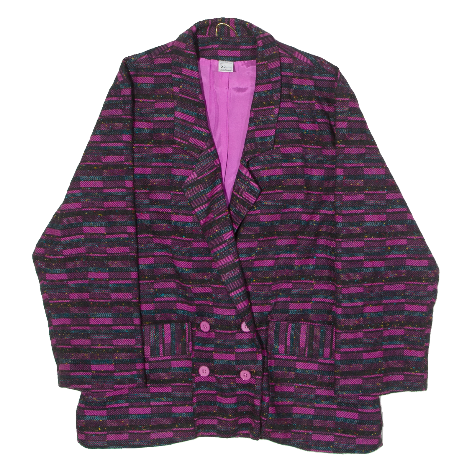 DIVINA OF SWITZERLAND Womens Blazer Jacket Purple Knit Wool 90s Crazy Pattern UK 10 Refurbished - N/A refurbished available on Cerqular