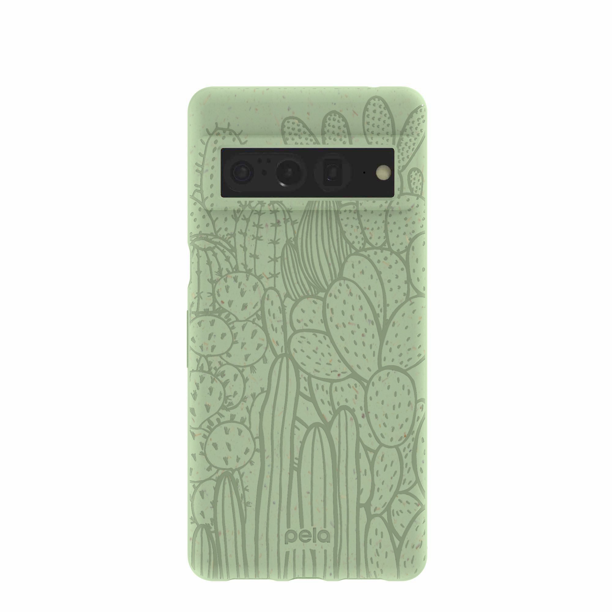 Sage Green Cacti Google Pixel 7 Pro Case Refurbished - Pela Case refurbished available on Cerqular
