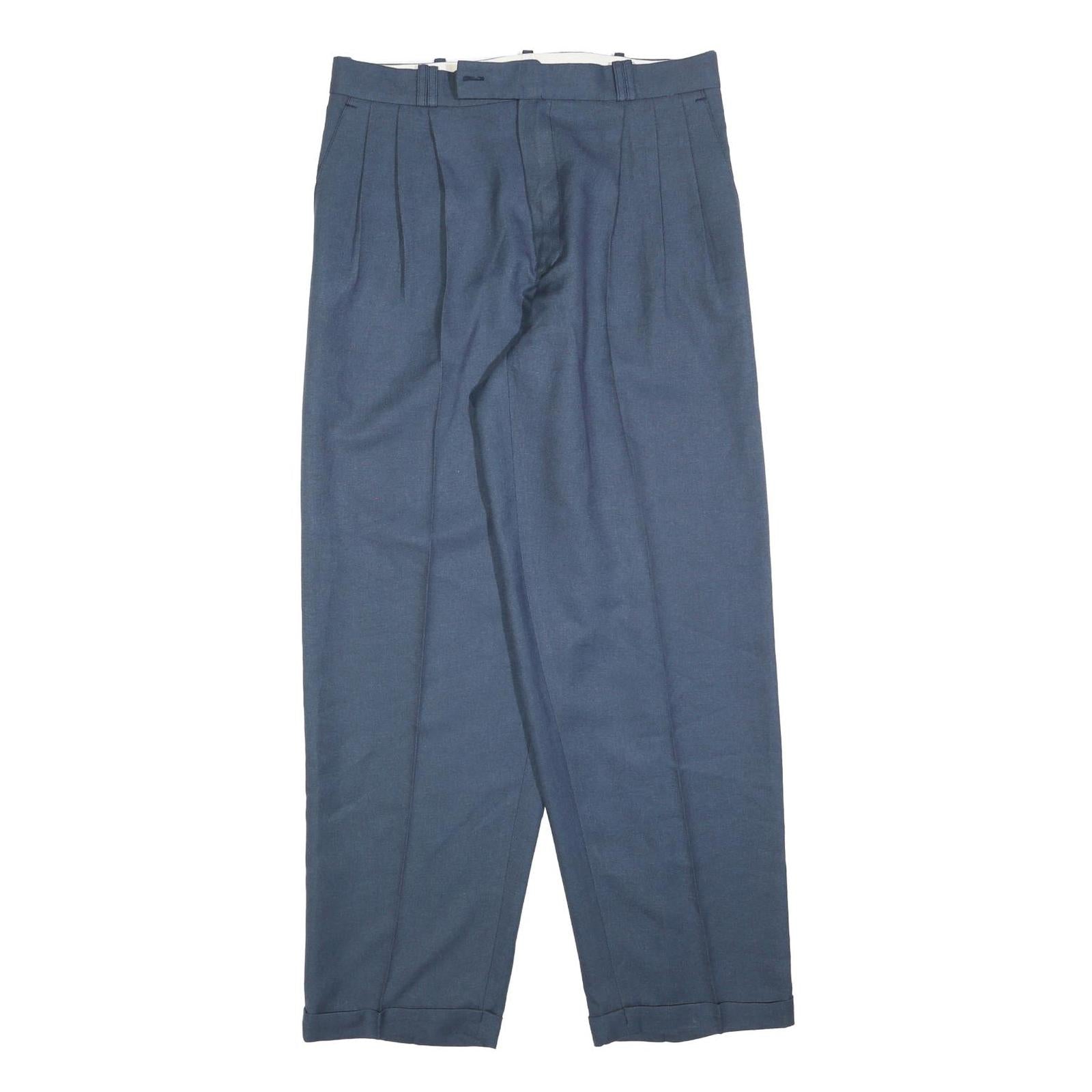 FISTOLA Mens Blue Regular Fit Straight Trousers W32 L32 Classic Tailored Smart Refurbished - N/A refurbished available on Cerqular