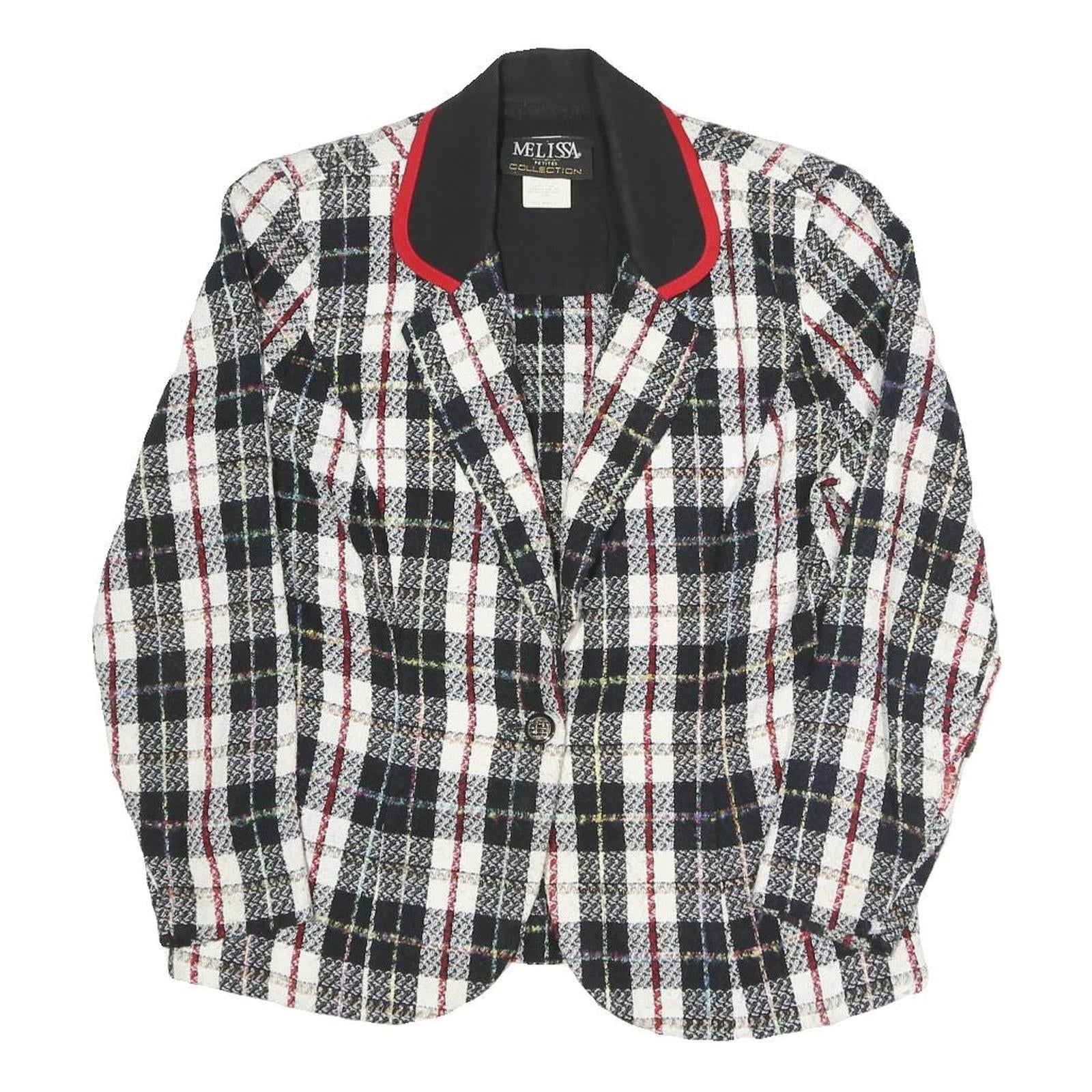 MELISSA Womens Black & White & Red Checked Blazer Jacket UK 10 Polyester Blend Refurbished - N/A refurbished available on Cerqular