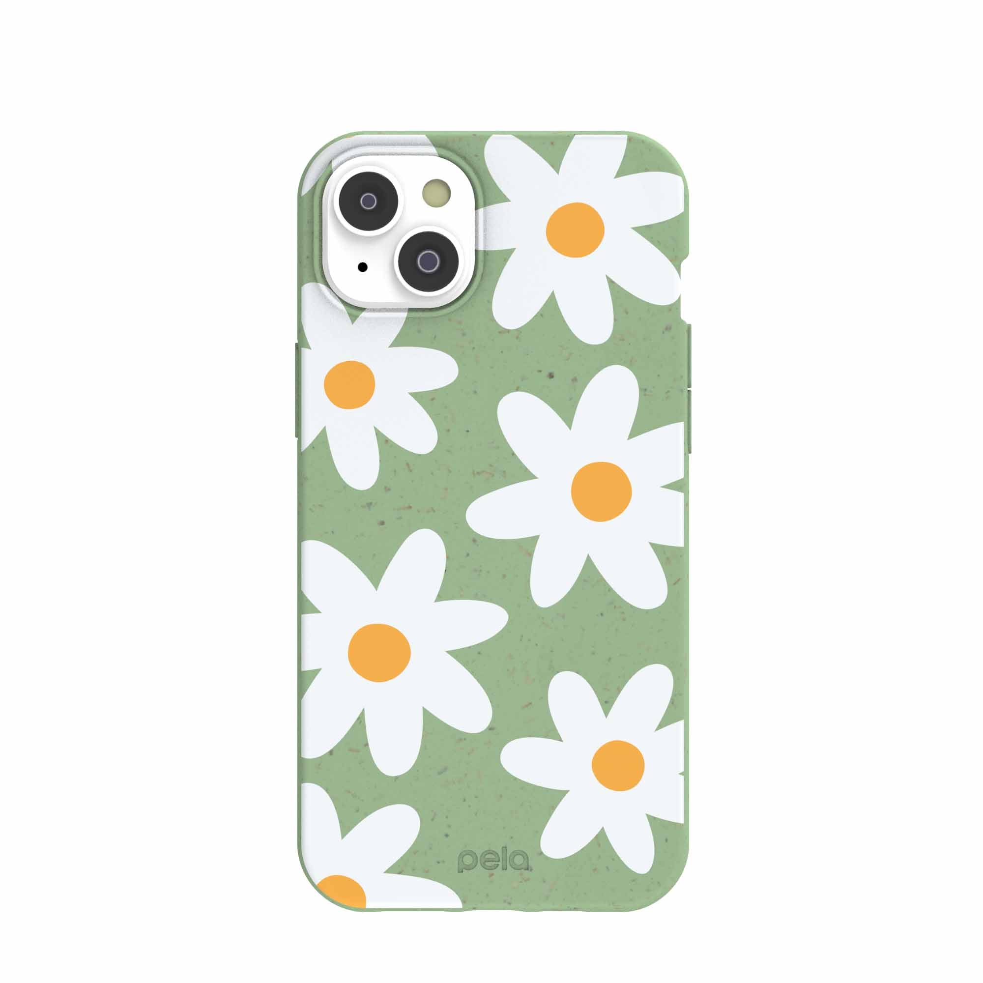 Sage Green Daisy iPhone 14 Plus Case Refurbished - Pela Case refurbished available on Cerqular