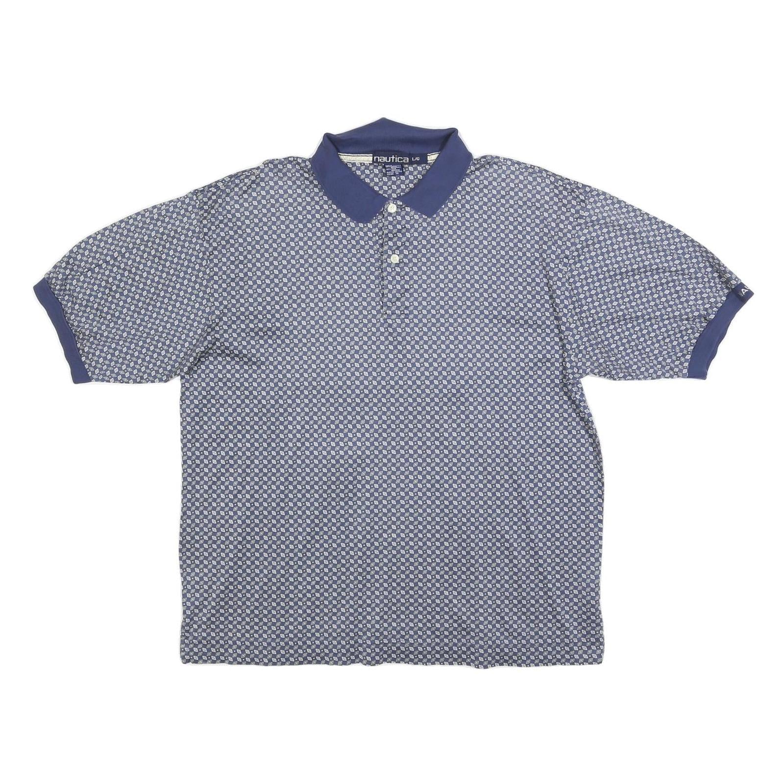 NAUTICA Mens Blue & White Printed Short Sleeve Polo Shirt L Cotton Blend Casual Refurbished - N/A refurbished available on Cerqular