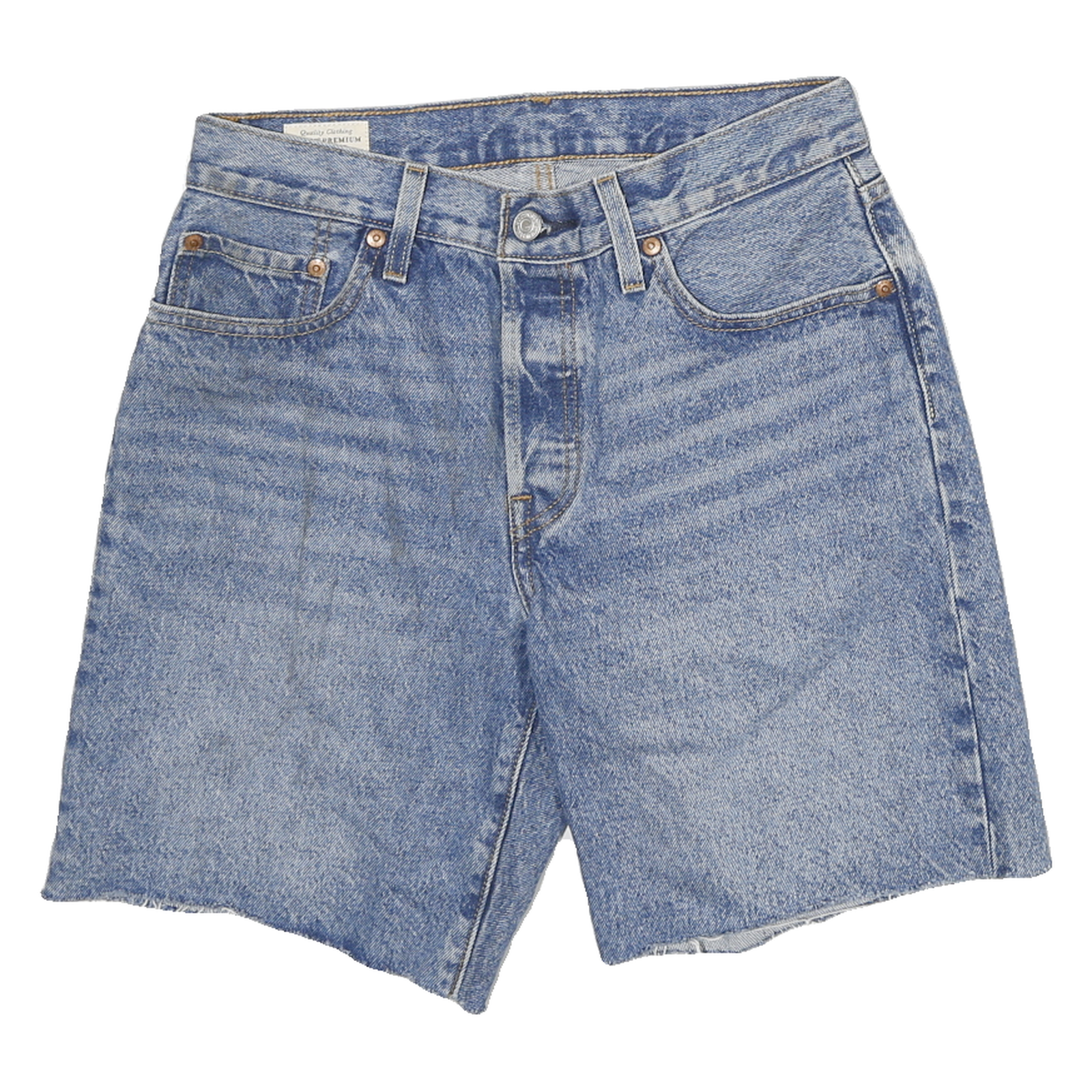 LEVI'S Womens Denim Blue Casual Shorts M W28 Raw Hem Classic Fit Refurbished - N/A refurbished available on Cerqular
