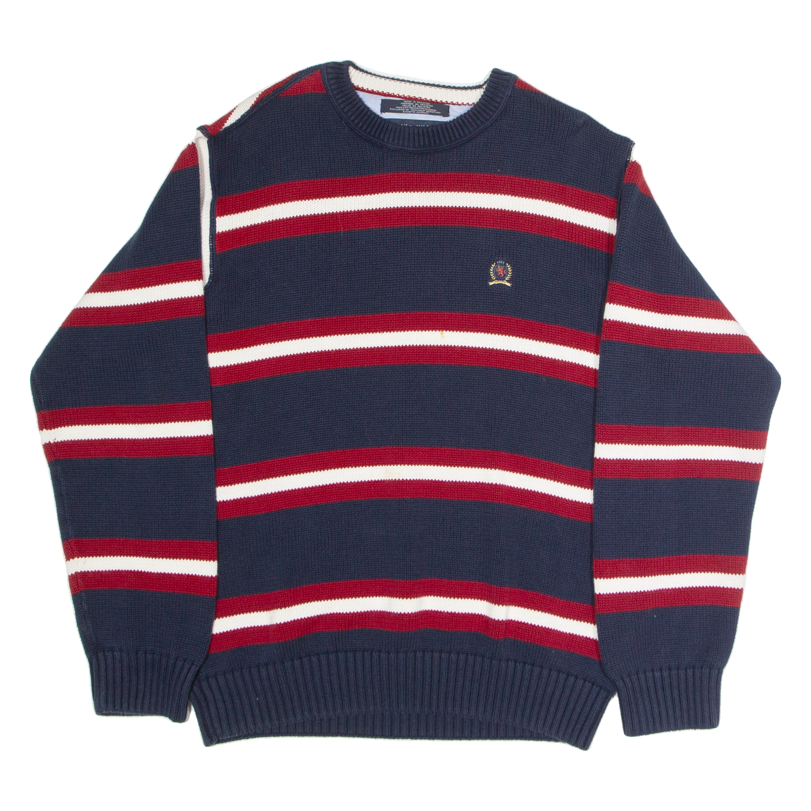 TOMMY HILFIGER Mens Patterned Jumper Blue Striped Tight Knit M Refurbished - N/A refurbished available on Cerqular