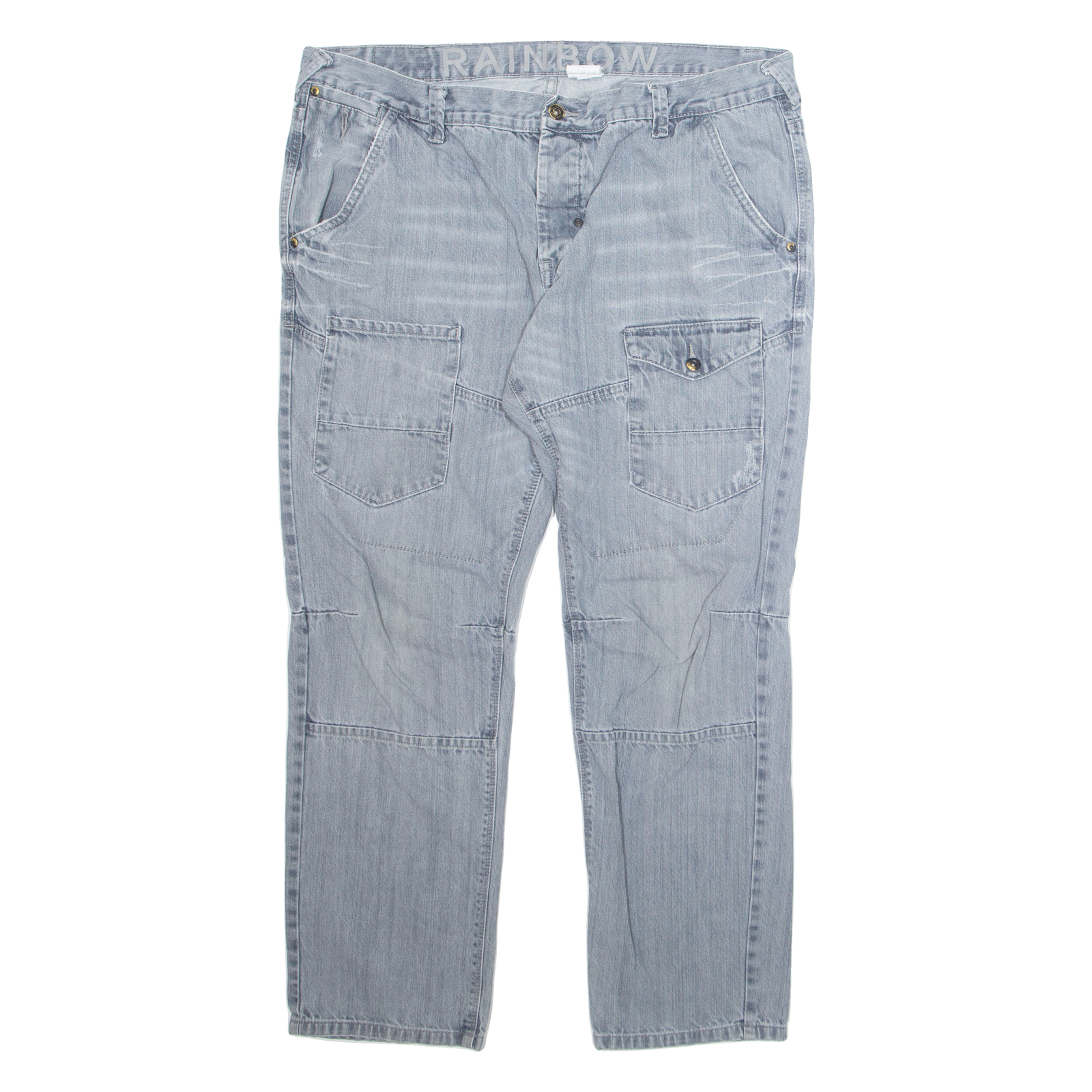 RAINBOW Mens Jeans Grey Loose Straight Stone Wash W38 L30 Refurbished - N/A refurbished available on Cerqular