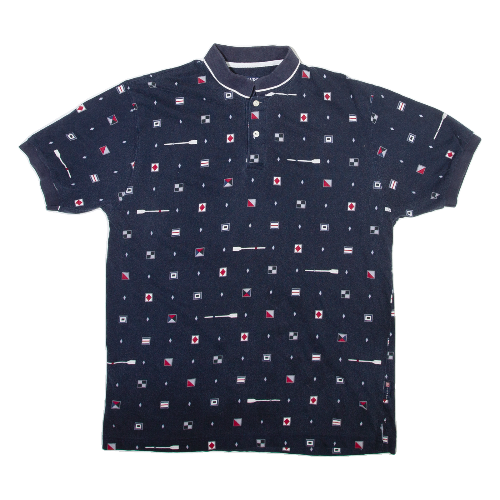 CHAPS Mens Polo Shirt Blue Geometric M Refurbished - N/A refurbished available on Cerqular