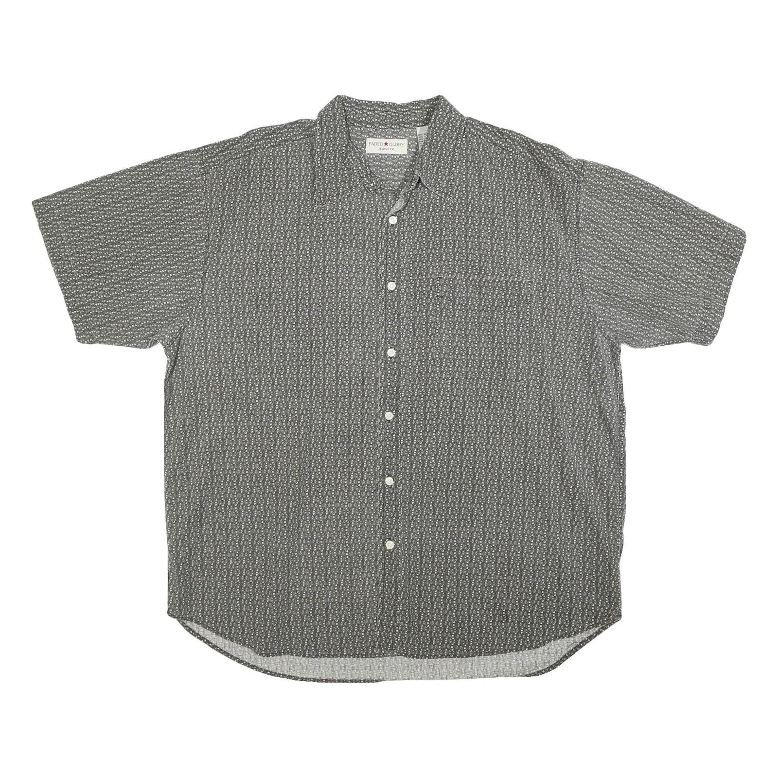 FADED GLORY Mens Grey & White Patterned Shirt XL Cotton Blend Casual Button Down Refurbished - N/A refurbished available on Cerqular
