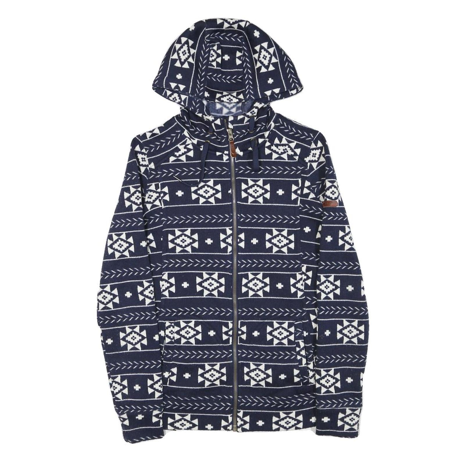 ROXY Womens Blue & White Patterned Full Zip Hoodie S Polyester Blend Casual Refurbished - N/A refurbished available on Cerqular