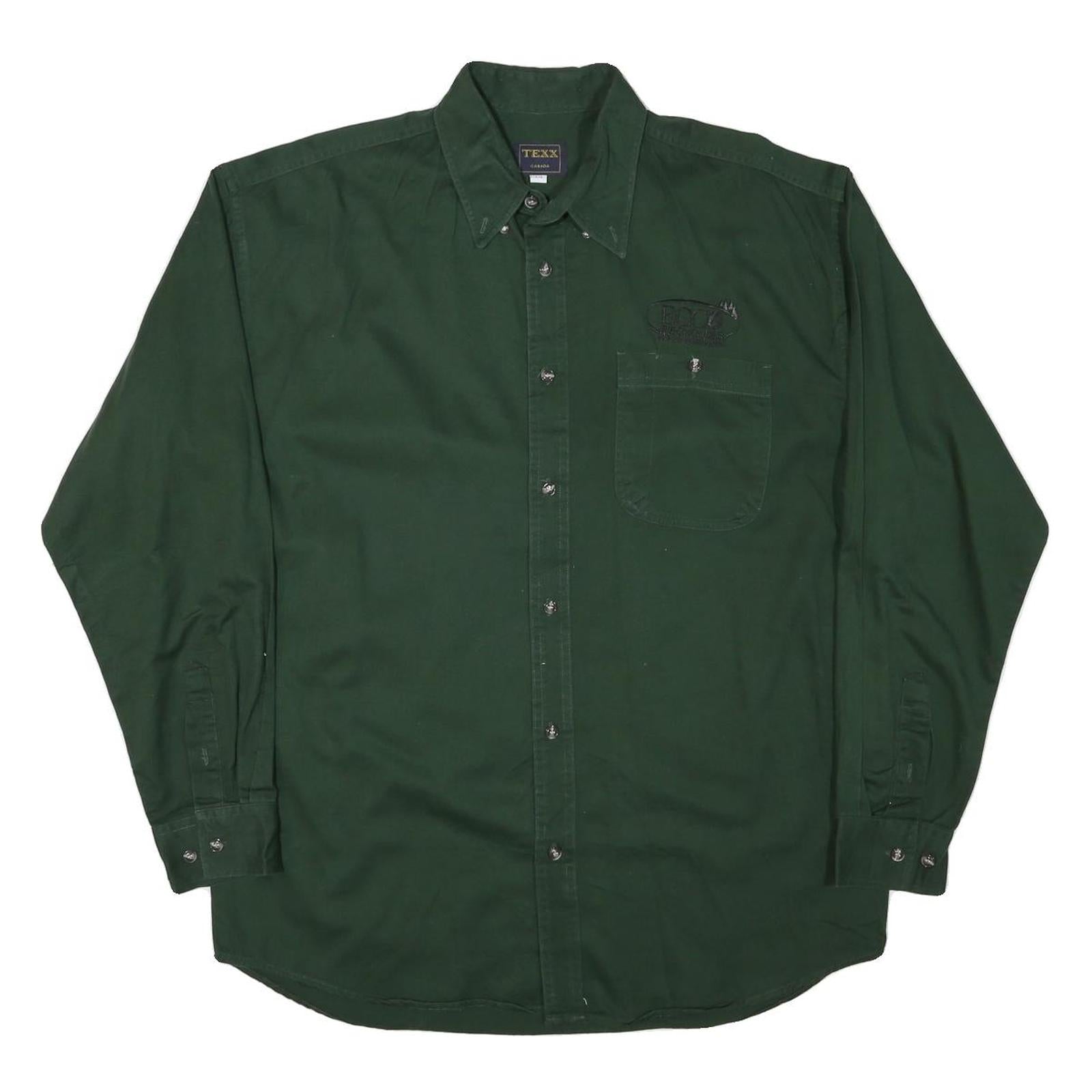 TEXX Mens Green Shirt L Cotton Blend Button-Down Long Sleeve Casual Workwear Refurbished - N/A refurbished available on Cerqular