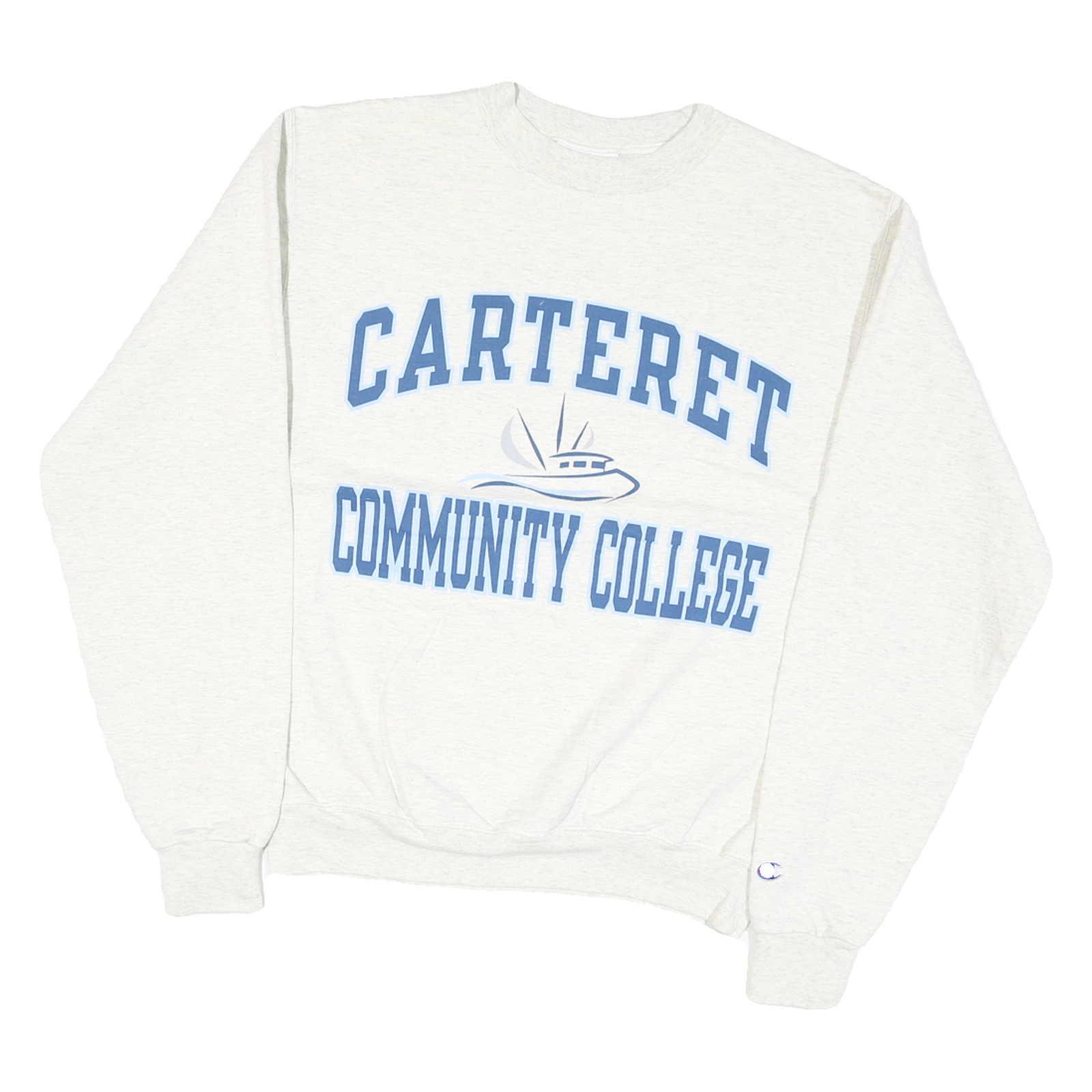 CHAMPION Mens Cream Carteret Community College Crew Neck S Cotton Blend Refurbished - N/A refurbished available on Cerqular