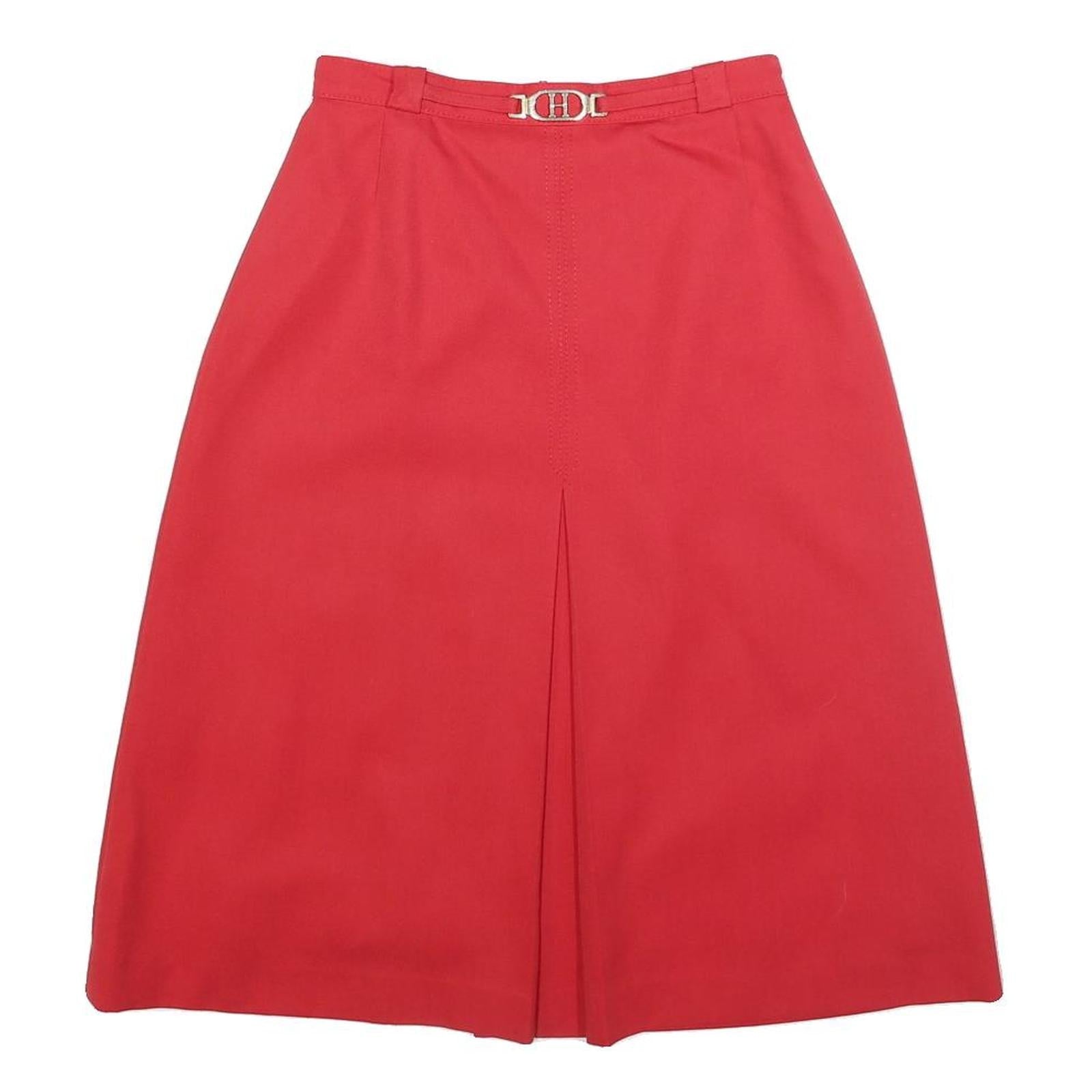 TREVIRA Womens Red Wool Blend Pleated Midi Skirt XS Elegant Classic Refurbished - N/A refurbished available on Cerqular