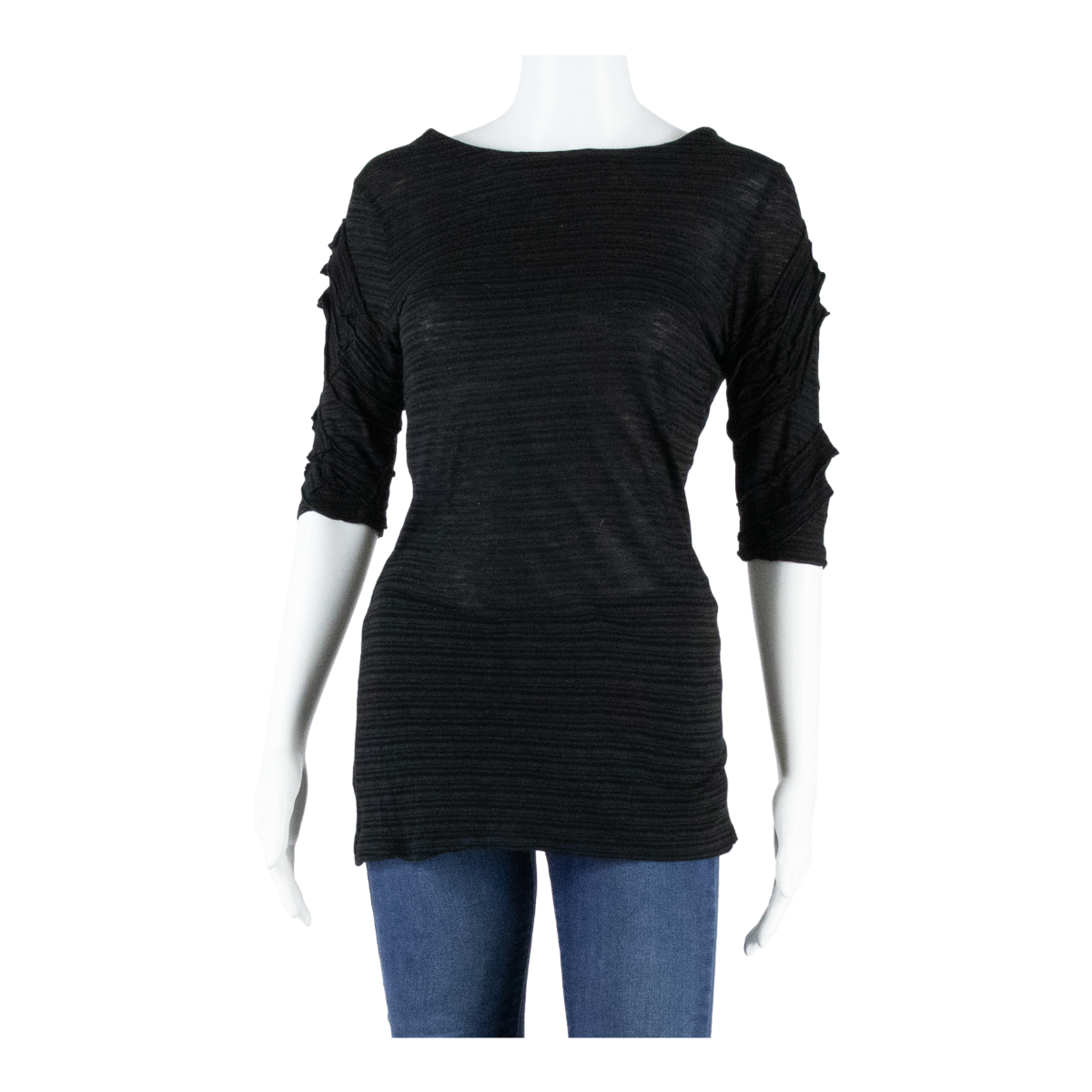 WHISTLES Womens Printed Top Black 3/4 Sleeve Striped S Refurbished - N/A refurbished available on Cerqular