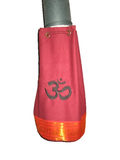 OMSutra Kids OM Yoga Mat Bag with Saree Lace | Color: Burgundy with Black OM Refurbished - N/A refurbished available on Cerqular