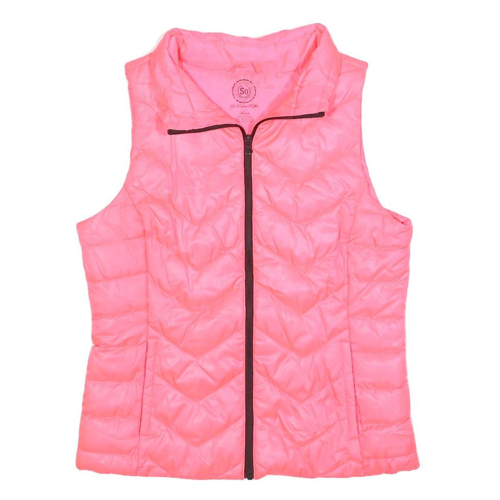 SO PERFECT Womens Pink Sleeveless Quilted Jacket M Polyester Zip Padded Vest Refurbished - N/A refurbished available on Cerqular