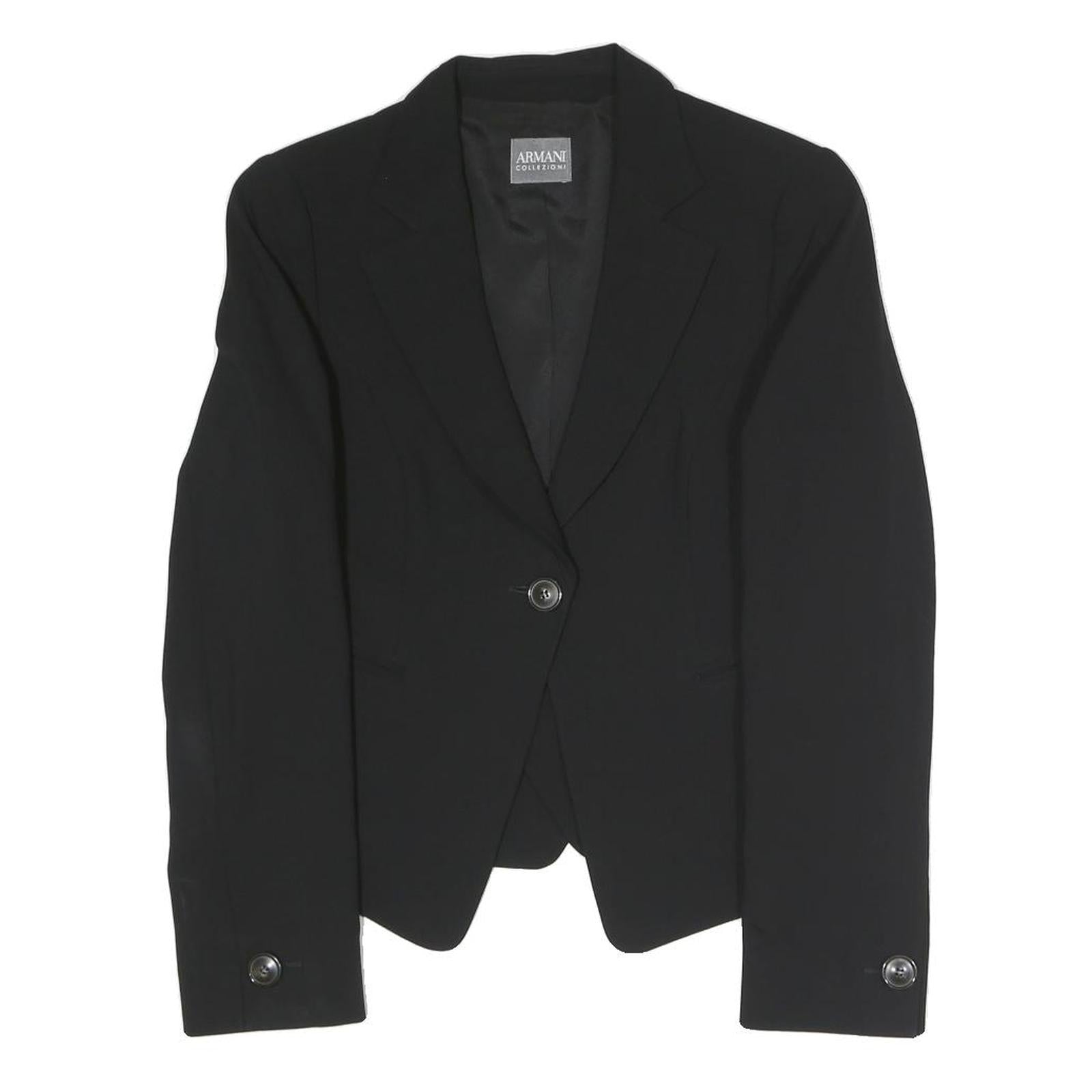 ARMANI COLLEZIONI Womens Black Button Jacket S Polyester Blend Tailored Classic Refurbished - N/A refurbished available on Cerqular