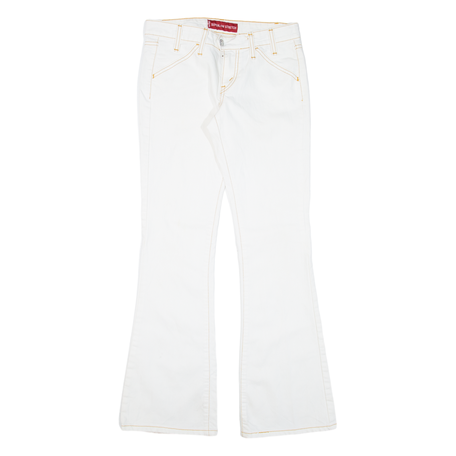LEVI'S Superlow Womens Trousers White Regular Flared W29 L30 Refurbished - N/A refurbished available on Cerqular