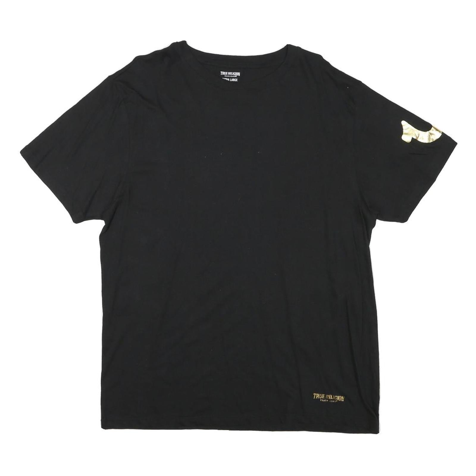 TRUE RELIGION Mens Black T-Shirt XL Short Sleeve Crew Neck Gold Logo Refurbished - N/A refurbished available on Cerqular