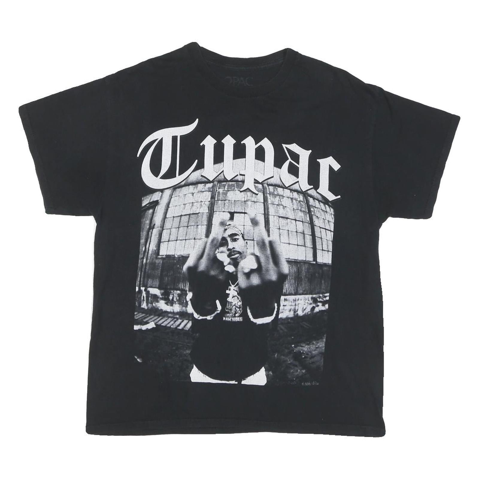 2PAC Mens Black Graphic T-Shirt L Short Sleeve Crew Neck Rap Icon Merchandise Refurbished - N/A refurbished available on Cerqular