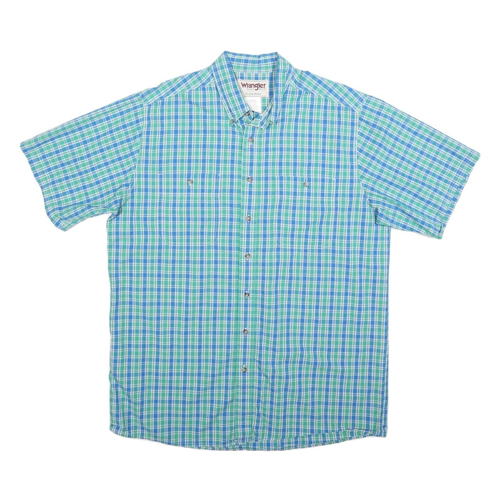 Buy WRANGLER Mens Blue Green Check Shirt XL Button Short Sleeve Casual Cotton Refurbished - $33.79 WRANGLER Mens Blue Green Check Shirt XL Button Short Sleeve Casual Cotton Refurbished - N/A refurbished available on Cerqular