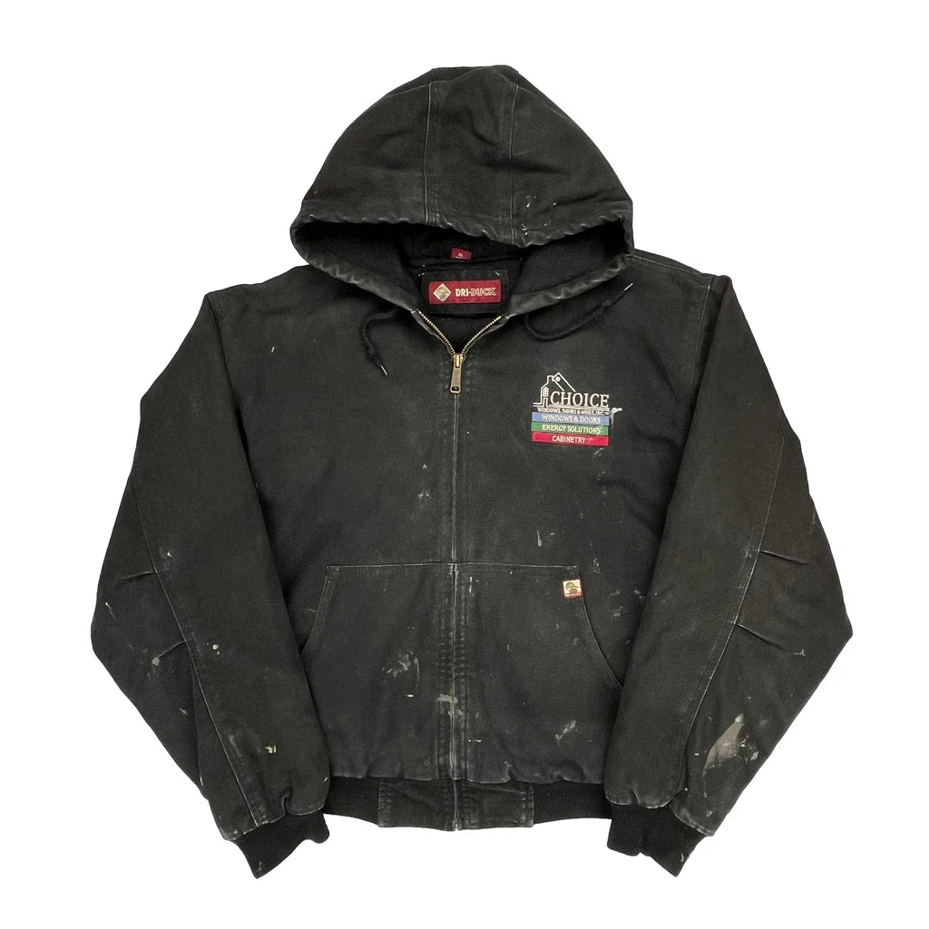 Windows & Doors Dri Duck Workwear Jacket - XL Black Cotton Refurbished - Thrifted (note: this is a term often used to describe second- refurbished available on Cerqular