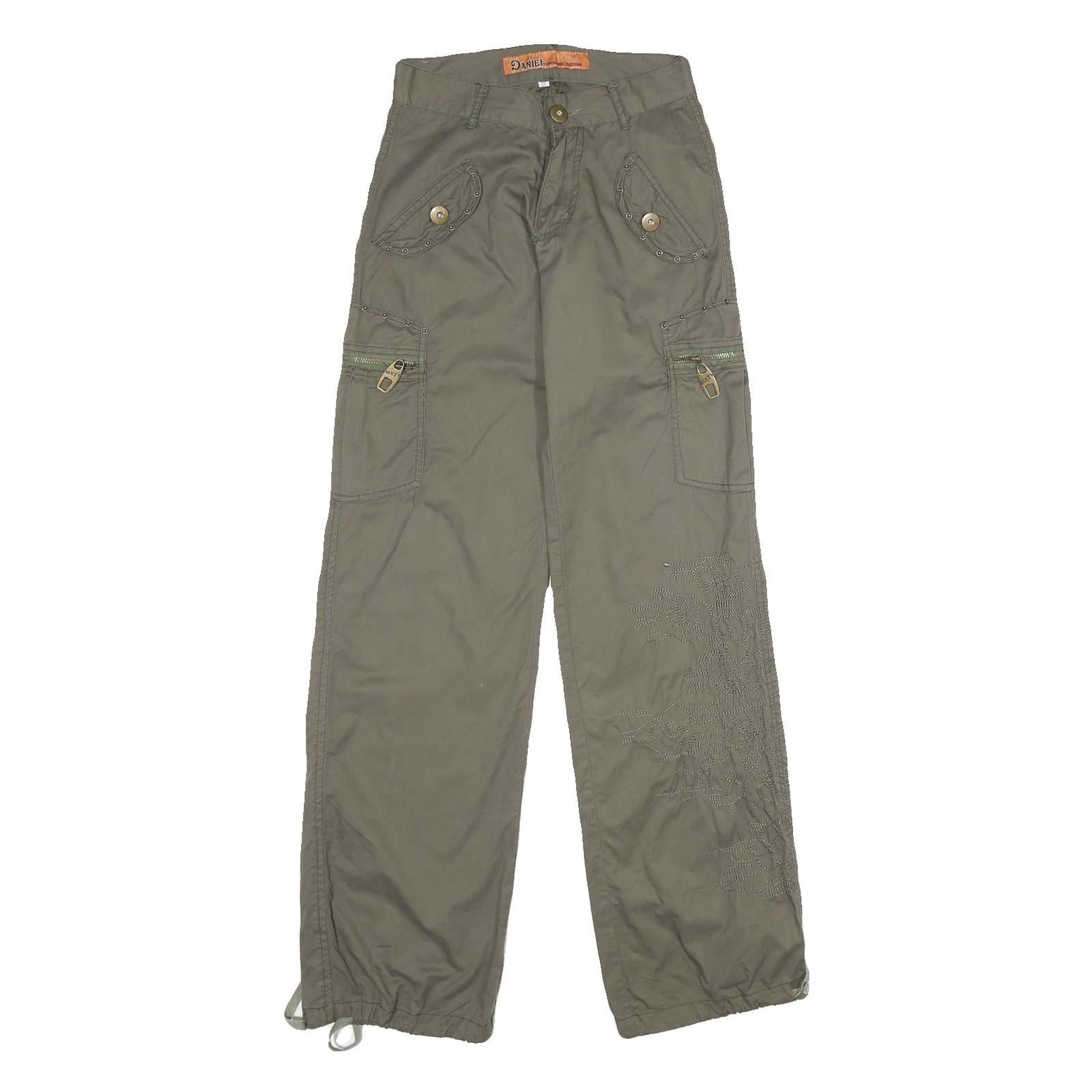 DANIEL Womens Regular Fit Olive Green Cotton Blend Zip Cargo Trousers W26 L34 Refurbished - N/A refurbished available on Cerqular