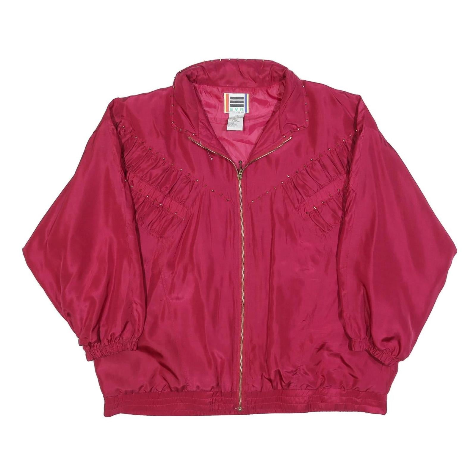EVR Womens Red Silk Jacket 2XL Zip Classic Plain Satin Lightweight Refurbished - N/A refurbished available on Cerqular