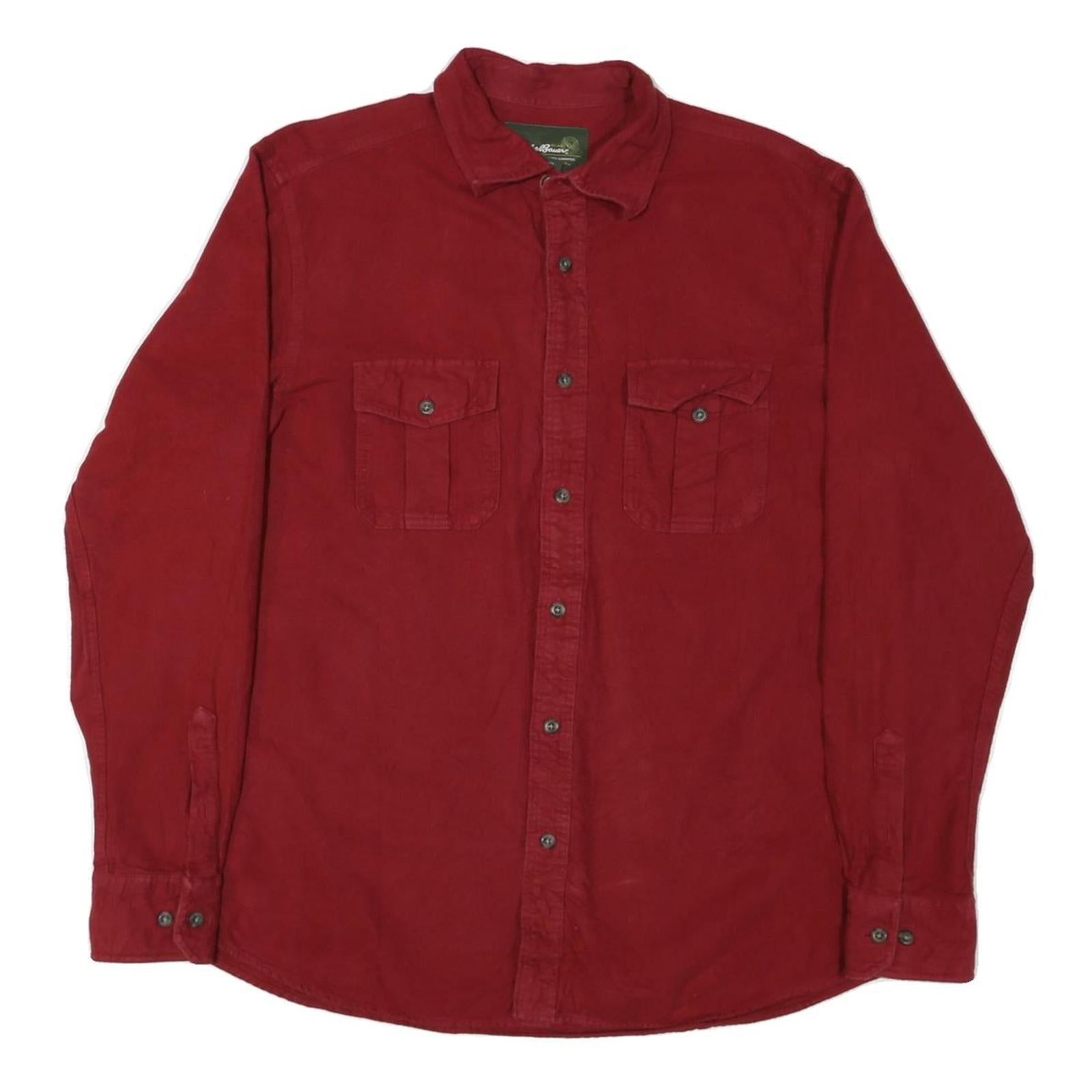 EDDIE BAUER Mens Red Cotton Blend Shirt L Button Pockets Casual Long Sleeve Refurbished - N/A refurbished available on Cerqular