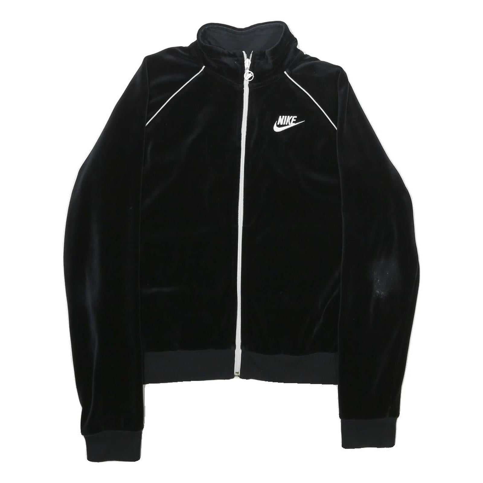 NIKE Womens Black Velvet Track Jacket M Athletic Fit Stand-Up Collar Plain Zip Refurbished - N/A refurbished available on Cerqular