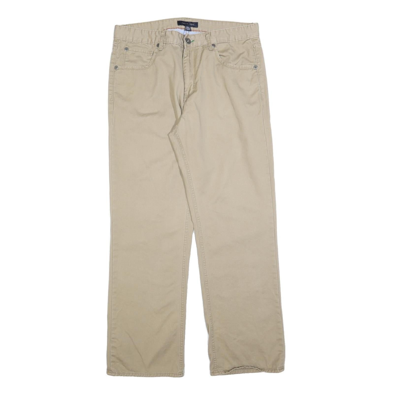 TOMMY HILFIGER Mens Cotton Blend Beige Regular Straight Trousers W34 L32 Casual Refurbished - N/A refurbished available on Cerqular