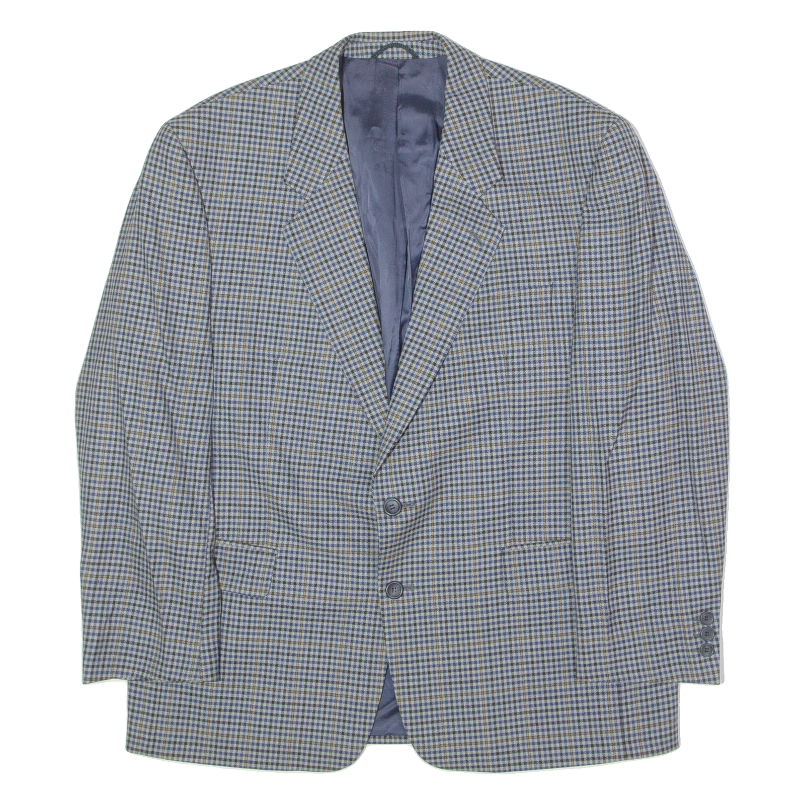 SCHILD Mens Blazer Jacket Blue Wool 90s Check L Refurbished - N/A refurbished available on Cerqular