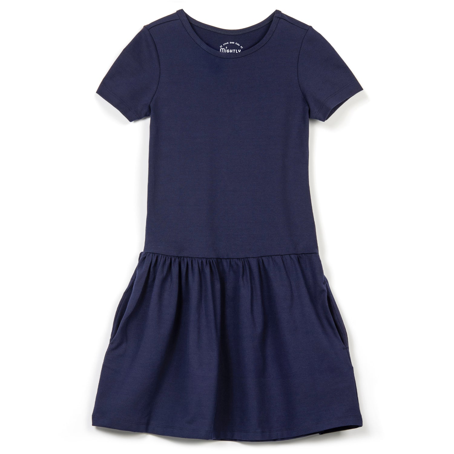 Buy Organic Cotton Short Sleeve Drop Waist Dress | Color: Navy | Size: Medium(8) Refurbished - $30.95 Organic Cotton Short Sleeve Drop Waist Dress | Color: Navy | Size: Medium(8) Refurbished - N/A (Note: There is no well-known brand named "M refurbished available on Cerqular