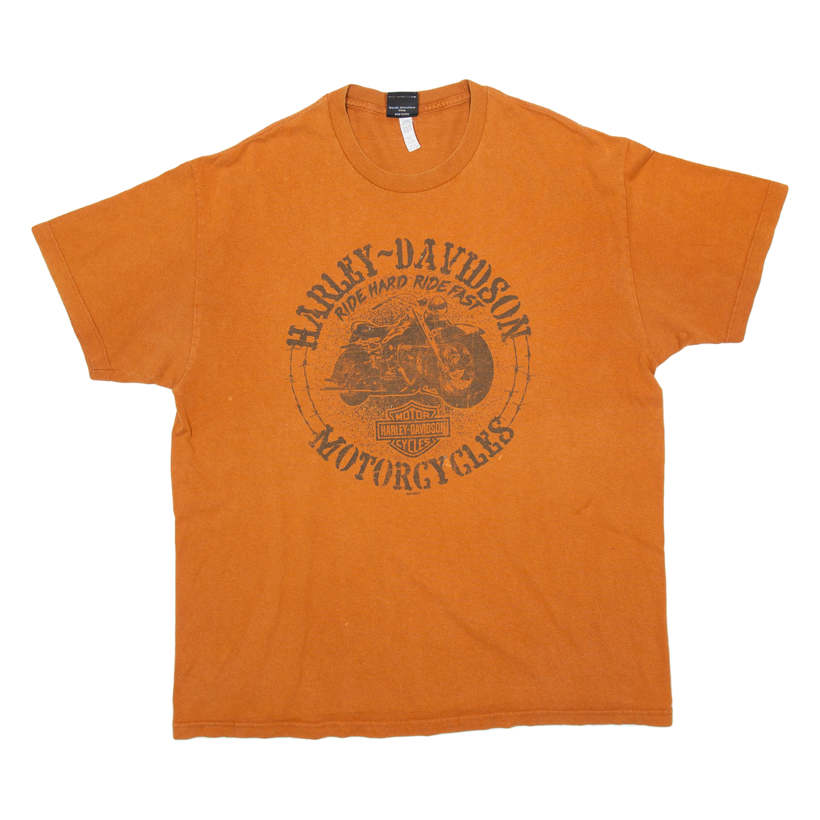 HARLEY DAVIDSON Mens Biker T-Shirt Orange XL Refurbished - N/A refurbished available on Cerqular