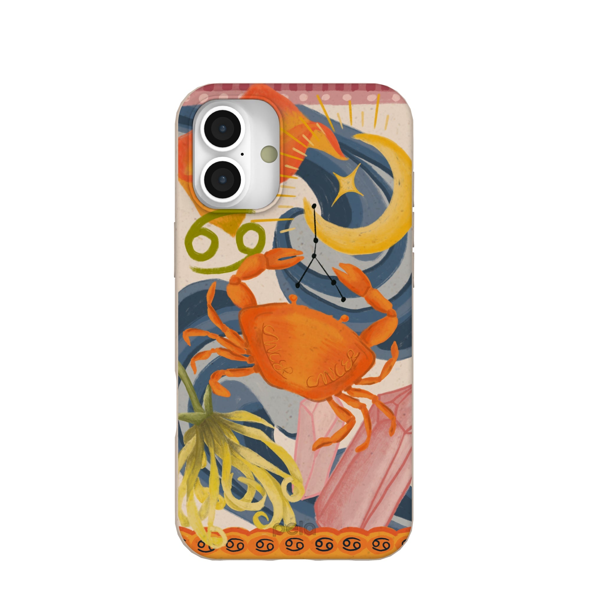 Seashell Cancer Crab iPhone 16 Plus Case Refurbished - Pela Case refurbished available on Cerqular