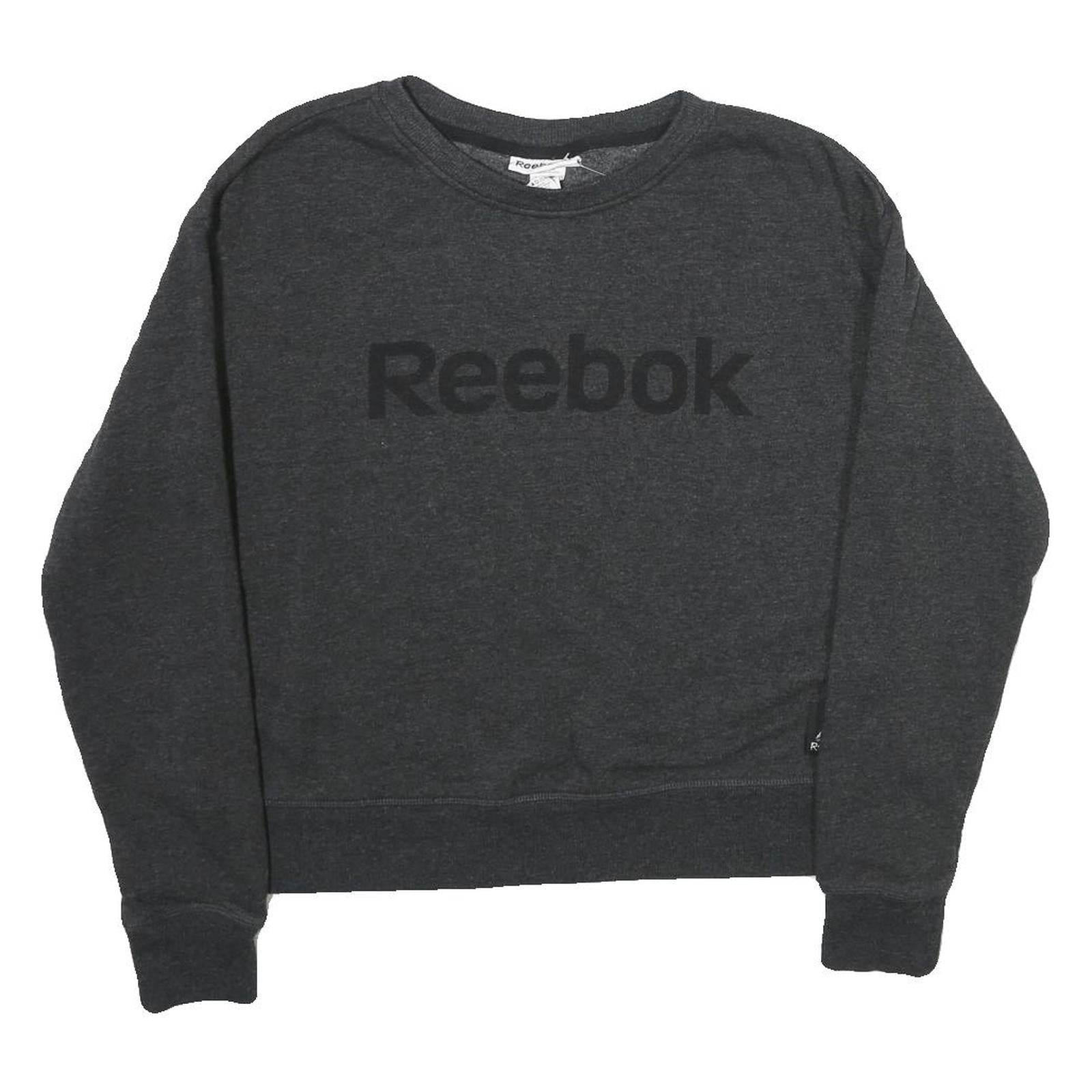 REEBOK Womens Black Cotton Sweatshirt Crew Neck S Logo Print Lightweight Refurbished - N/A refurbished available on Cerqular