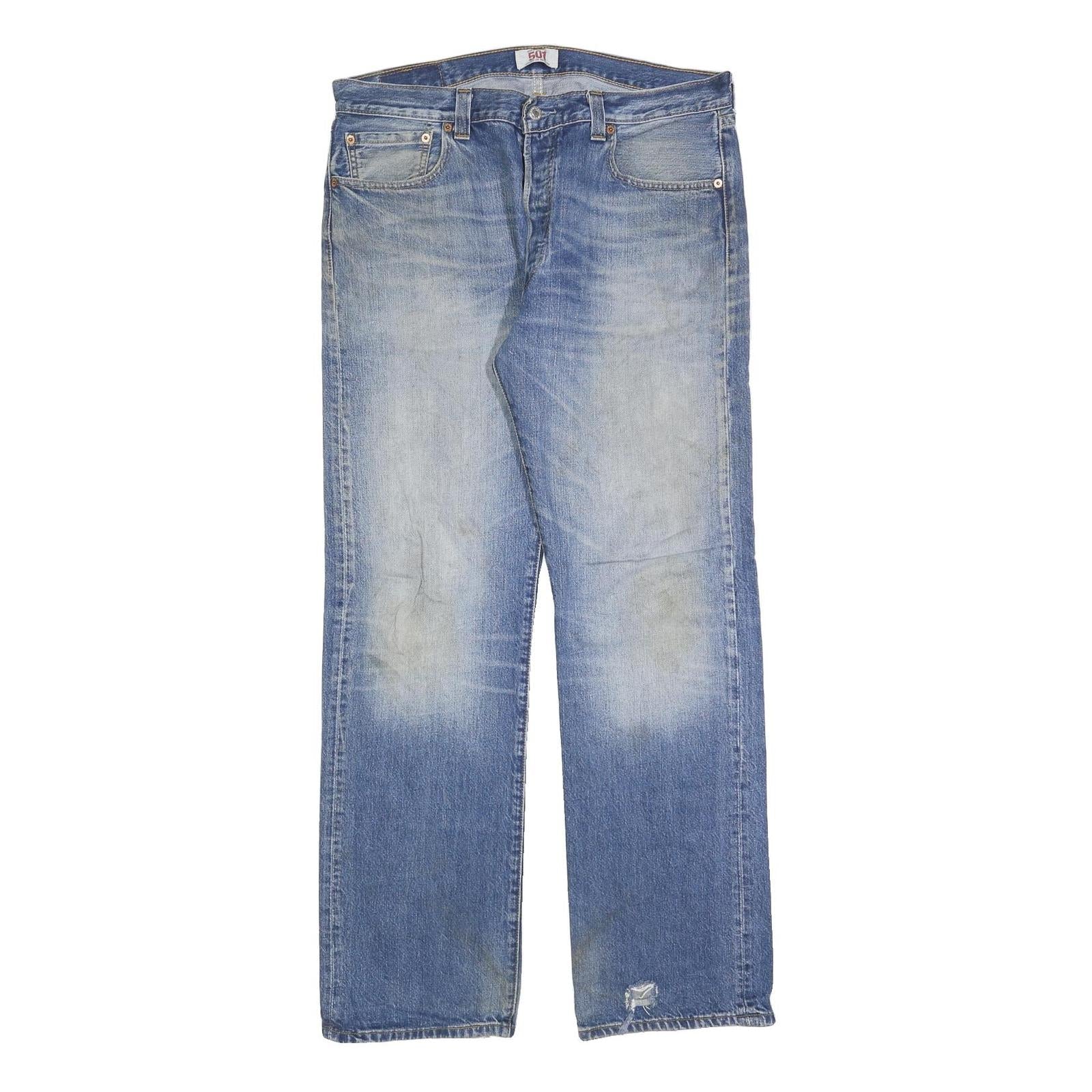 LEVI'S 501 Mens Jeans Blue Regular Straight Denim Light W36 L34 Classic Button Refurbished - N/A refurbished available on Cerqular