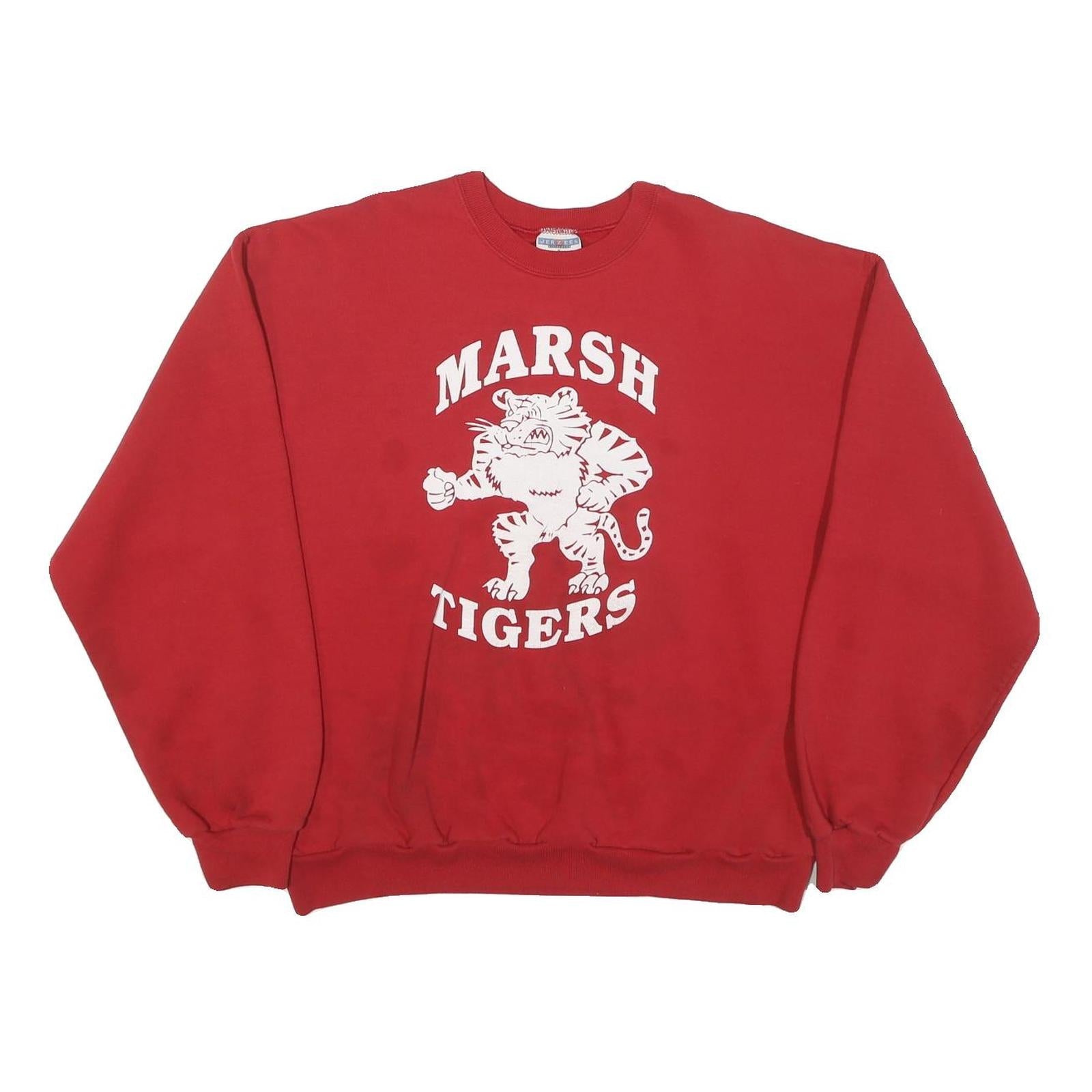 JERZEES Womens Red Marsh Tigers Crew Neck L Cotton Blend Sweatshirt Pullover Refurbished - N/A refurbished available on Cerqular