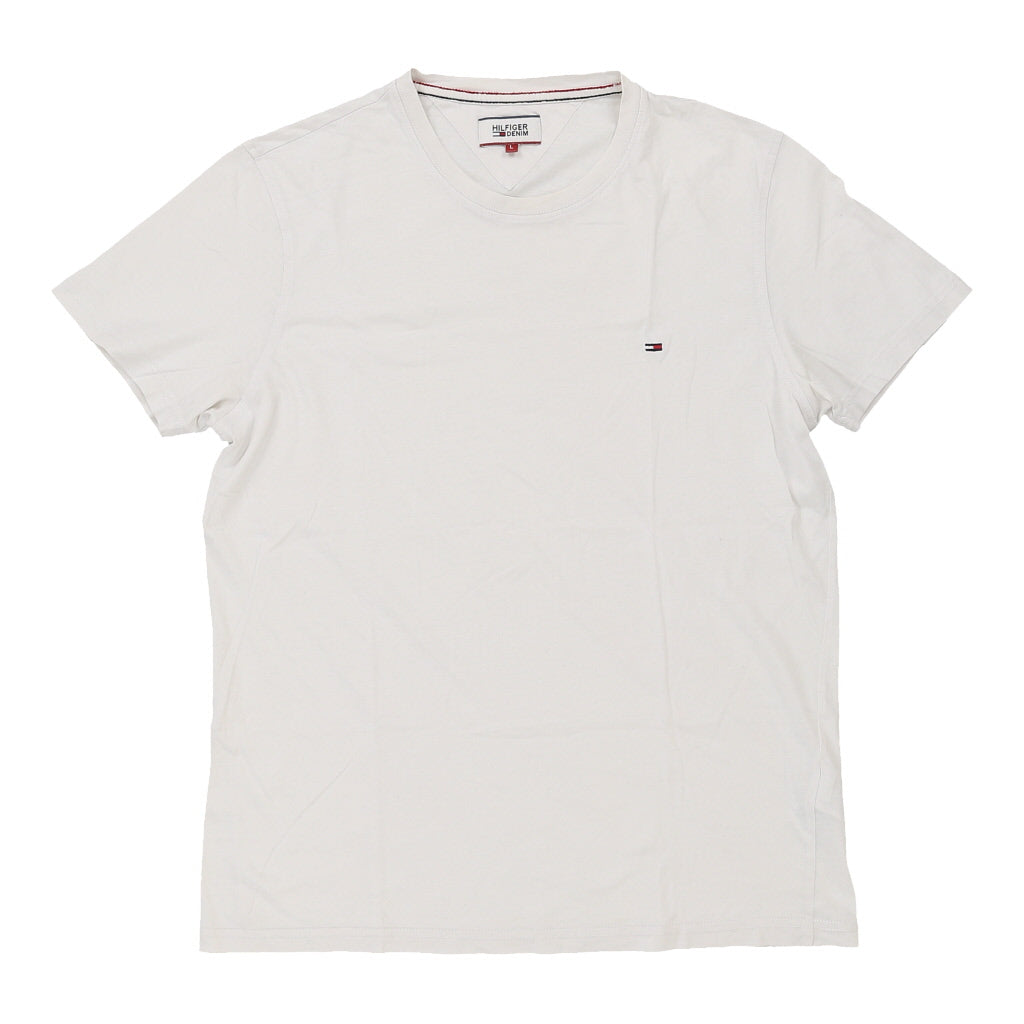Tommy Jeans T-Shirt - Large White Cotton Refurbished - Thrifted (note: this is a term often used to describe second- refurbished available on Cerqular