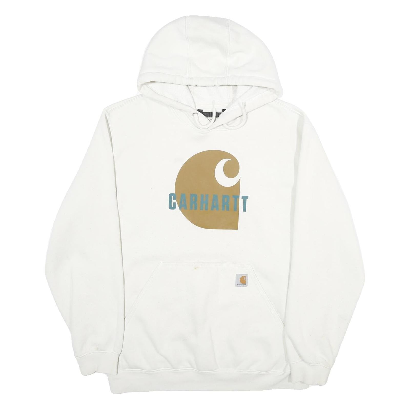 CARHARTT Mens White Hoodie L Cotton Blend Pullover Hooded Sweatshirt Refurbished - N/A refurbished available on Cerqular