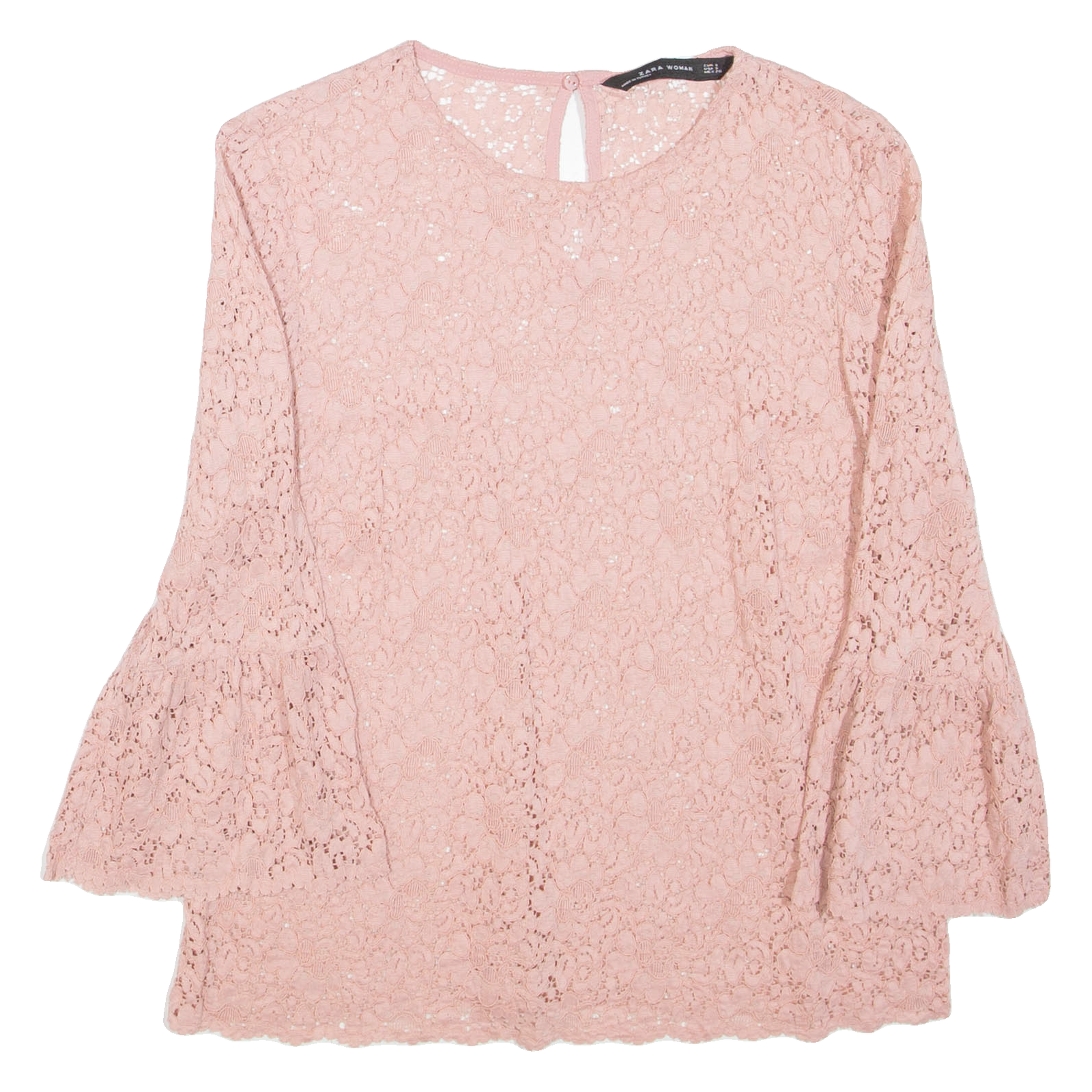 ZARA Lace Womens Top Pink Long Sleeve S Refurbished - N/A refurbished available on Cerqular