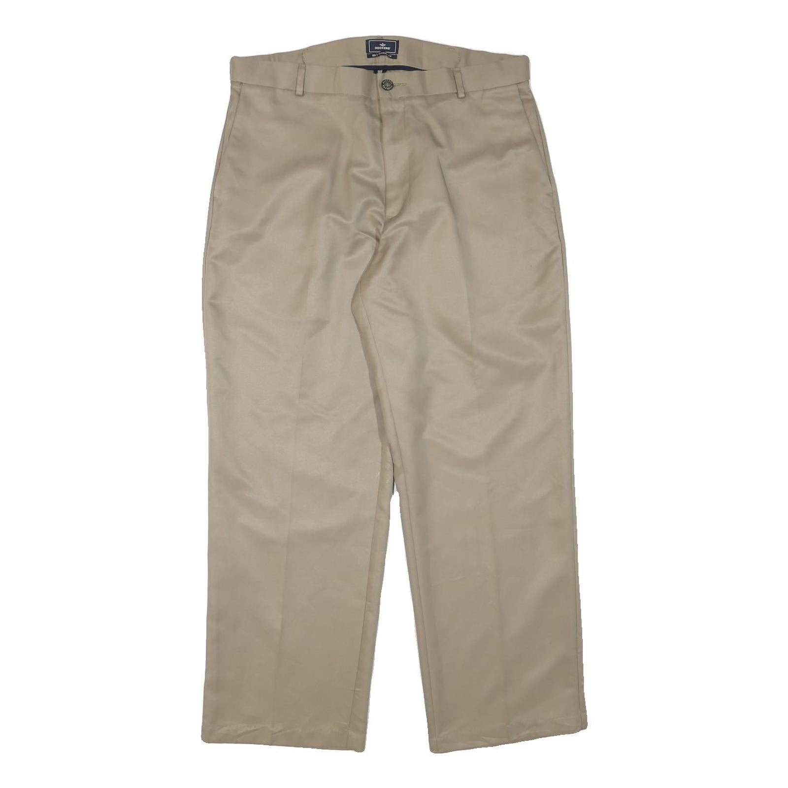 DOCKERS Mens Cotton Blend Beige Relaxed Straight Trousers W34 L28 Casual Work Refurbished - N/A refurbished available on Cerqular