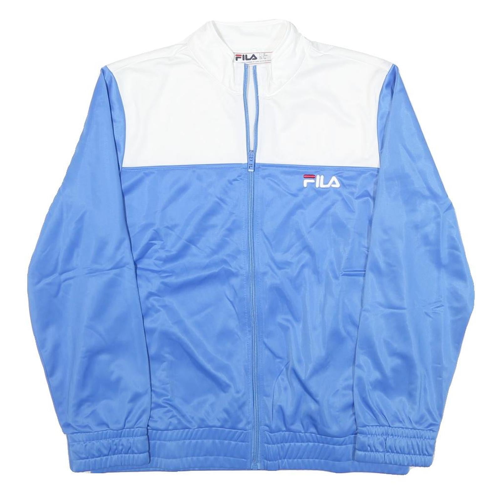 FILA Womens Blue & White Shell Jacket L Polyester Blend Zip Sportswear Casual Refurbished - N/A refurbished available on Cerqular