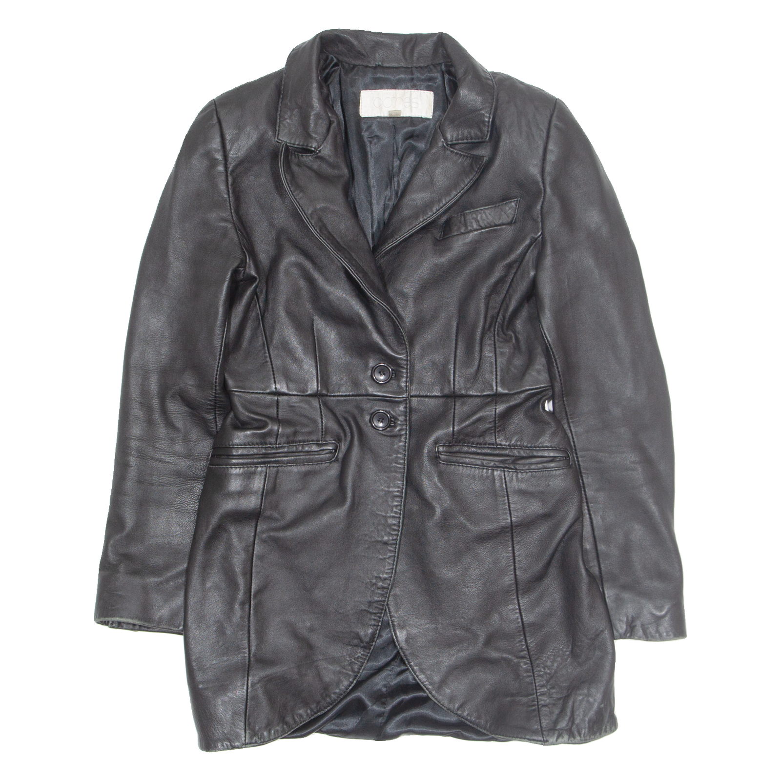 CLOTHES Womens Overcoat Coat Black Leather S Refurbished - N/A refurbished available on Cerqular