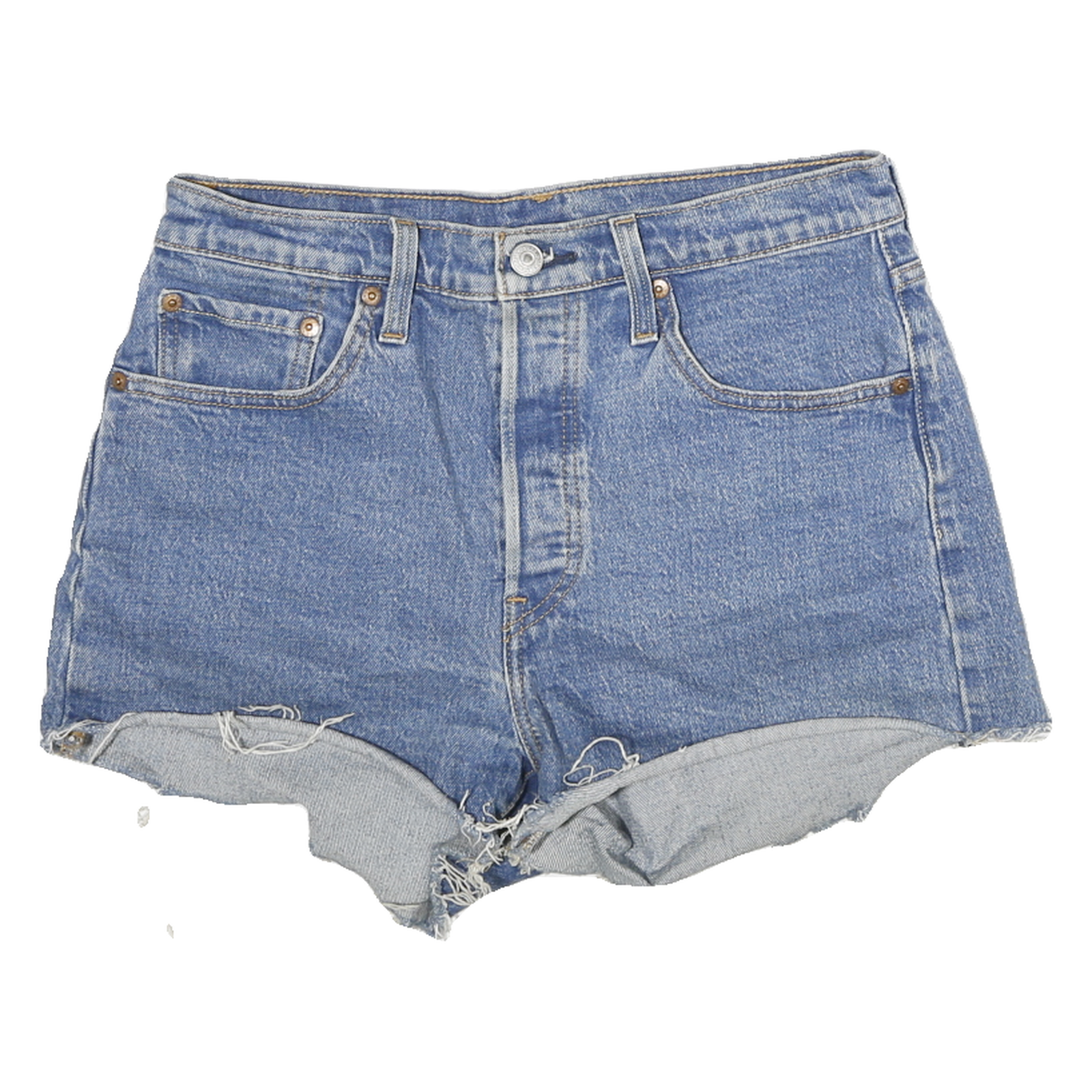 LEVI'S Womens Denim Blue Cut-Off Shorts M W28 Classic Fit Raw Edge Refurbished - N/A refurbished available on Cerqular