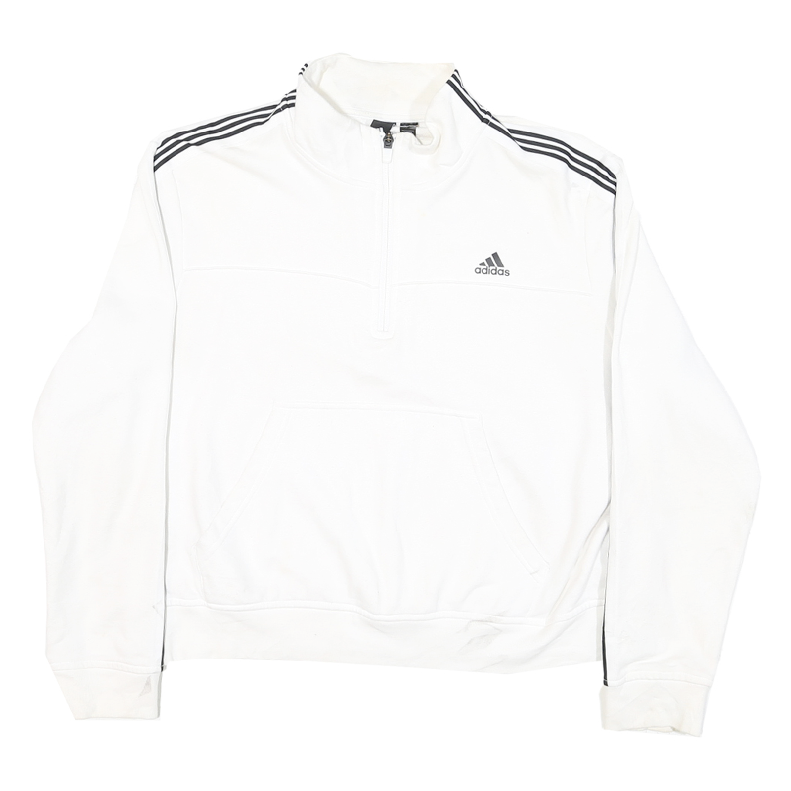 ADIDAS Womens White 3 Stripe 1/4 Zip Hoodie XL Classic Sportswear Sweatshirt Refurbished - N/A refurbished available on Cerqular