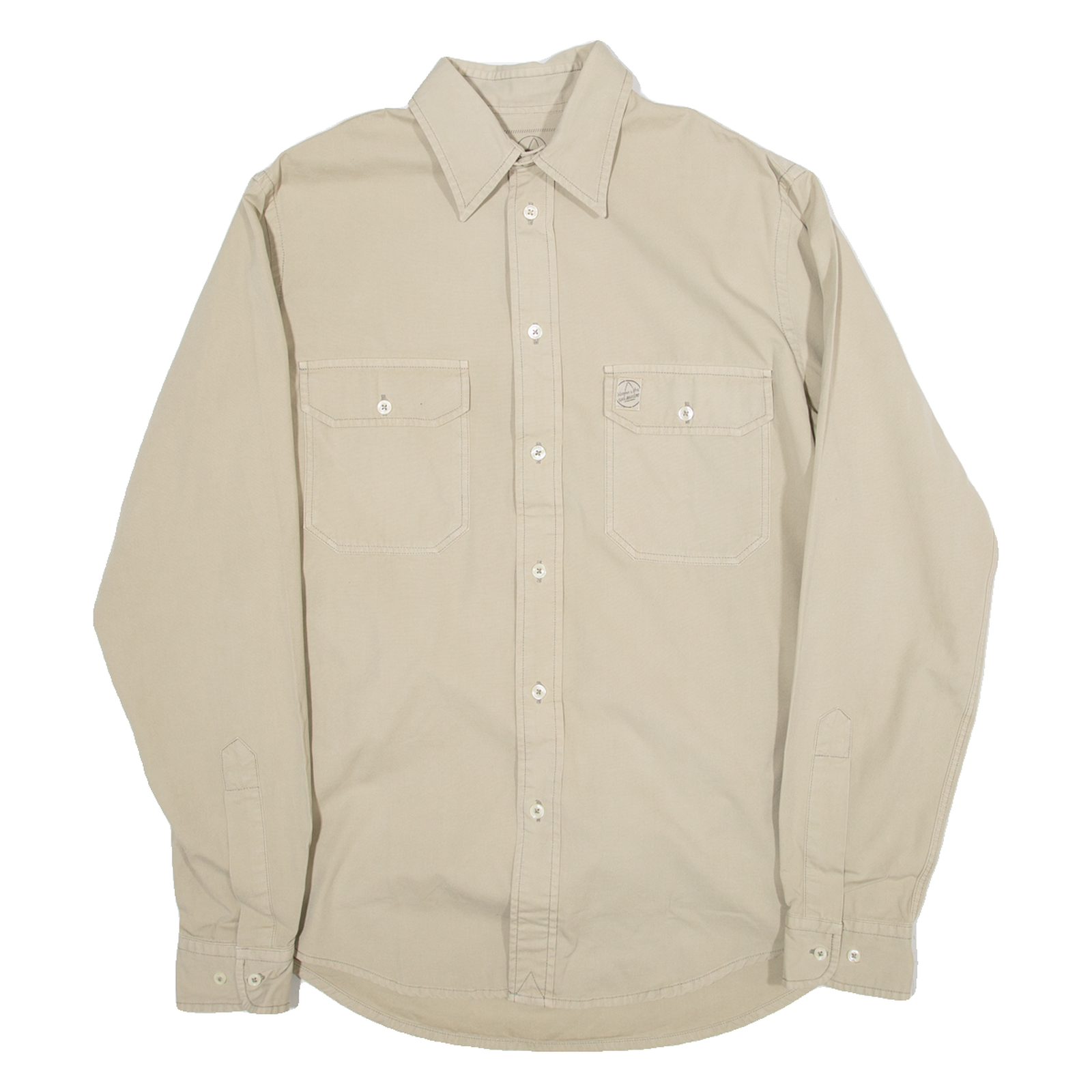 MURPHY Mens Plain Shirt Beige Long Sleeve M Refurbished - N/A refurbished available on Cerqular
