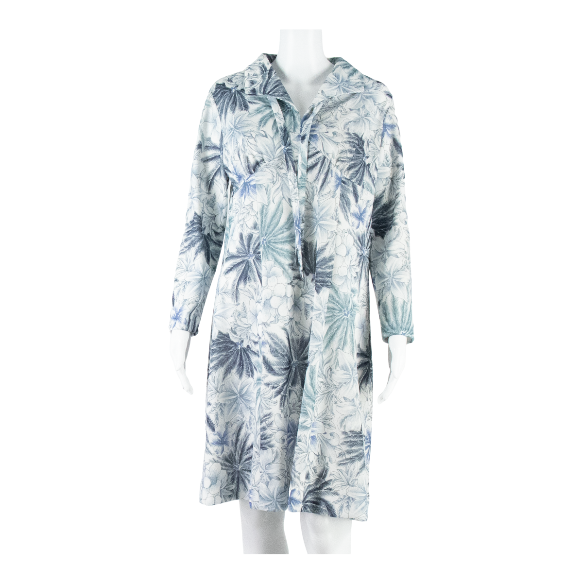 CHIKI Womens A-Line Dress Blue 90s Floral Long Sleeve Midi L Refurbished - N/A refurbished available on Cerqular