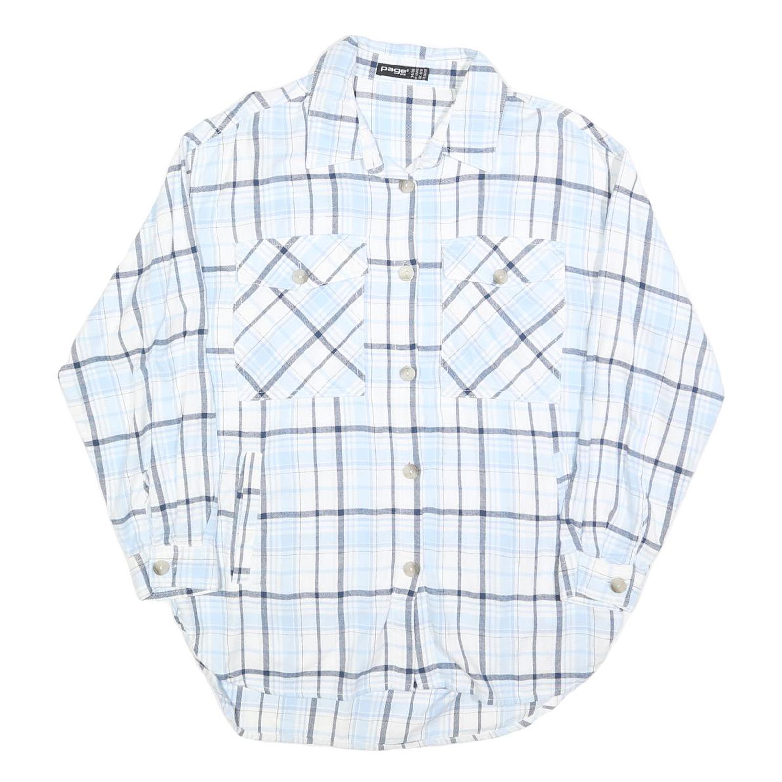 PAGE ONE Womens Blue & White Check Shirt S Casual Cotton Blend Long Sleeve Refurbished - N/A refurbished available on Cerqular