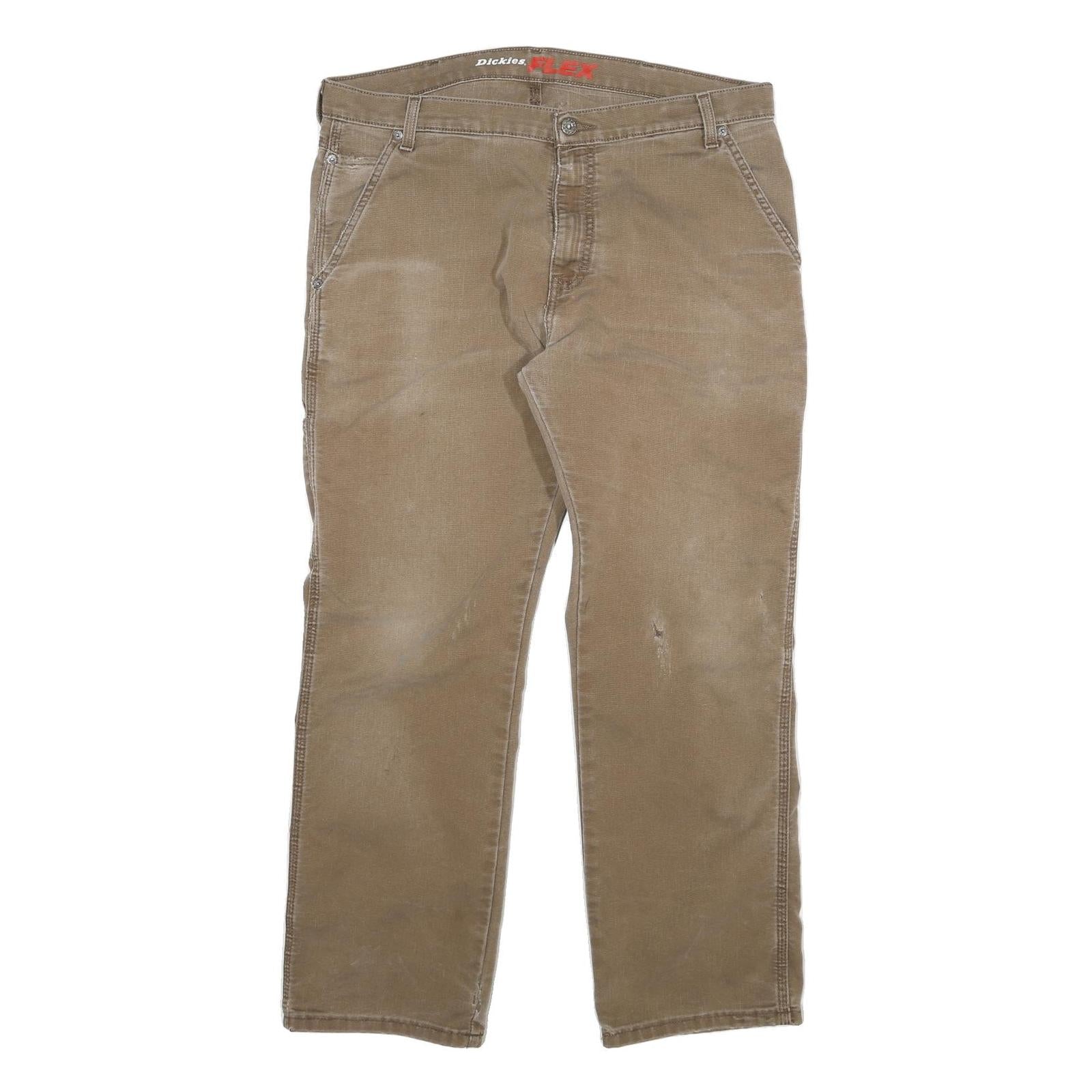 DICKIES Mens Cotton Blend Beige Regular Fit Straight Leg Trousers W36 L30 Refurbished - N/A refurbished available on Cerqular