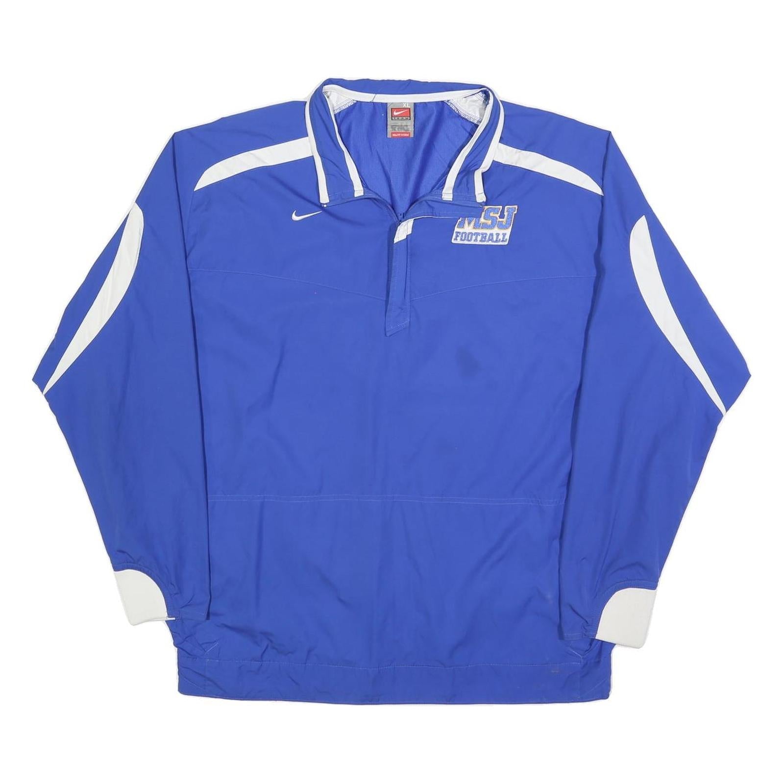 NIKE Mens Blue & White Football Track Jacket XL Polyester Blend Zip Sportswear Refurbished - N/A refurbished available on Cerqular