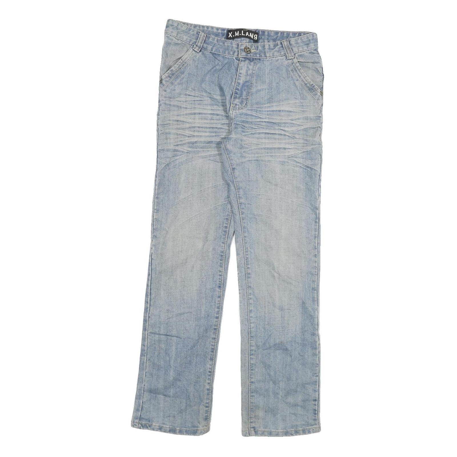 X M LANG Womens Jeans Light Blue Regular Fit Straight Denim W30 L31 Embroidered Refurbished - N/A refurbished available on Cerqular